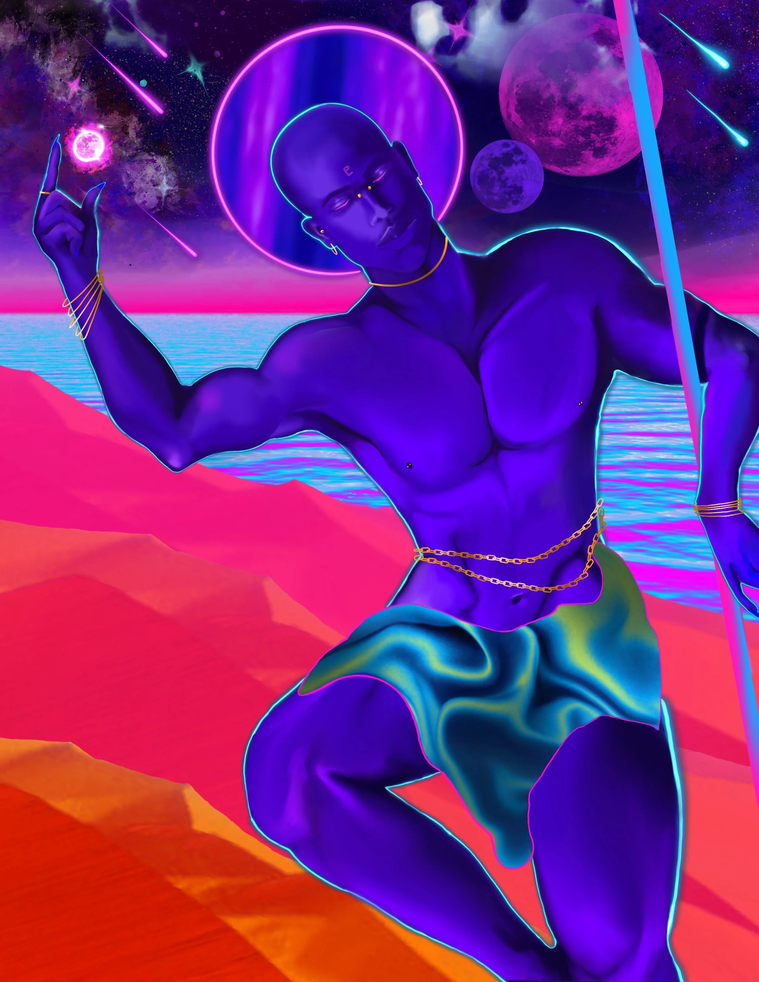 Sheperd, Guide, Traverser of Realms: Steward of The House of Pluto 2025 Digital Painting & Collage