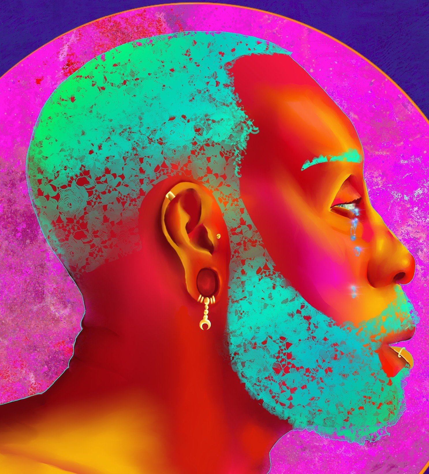   Release, The Sacred Act of Catharsis (detail)   2025  Digital Painting and Collage 