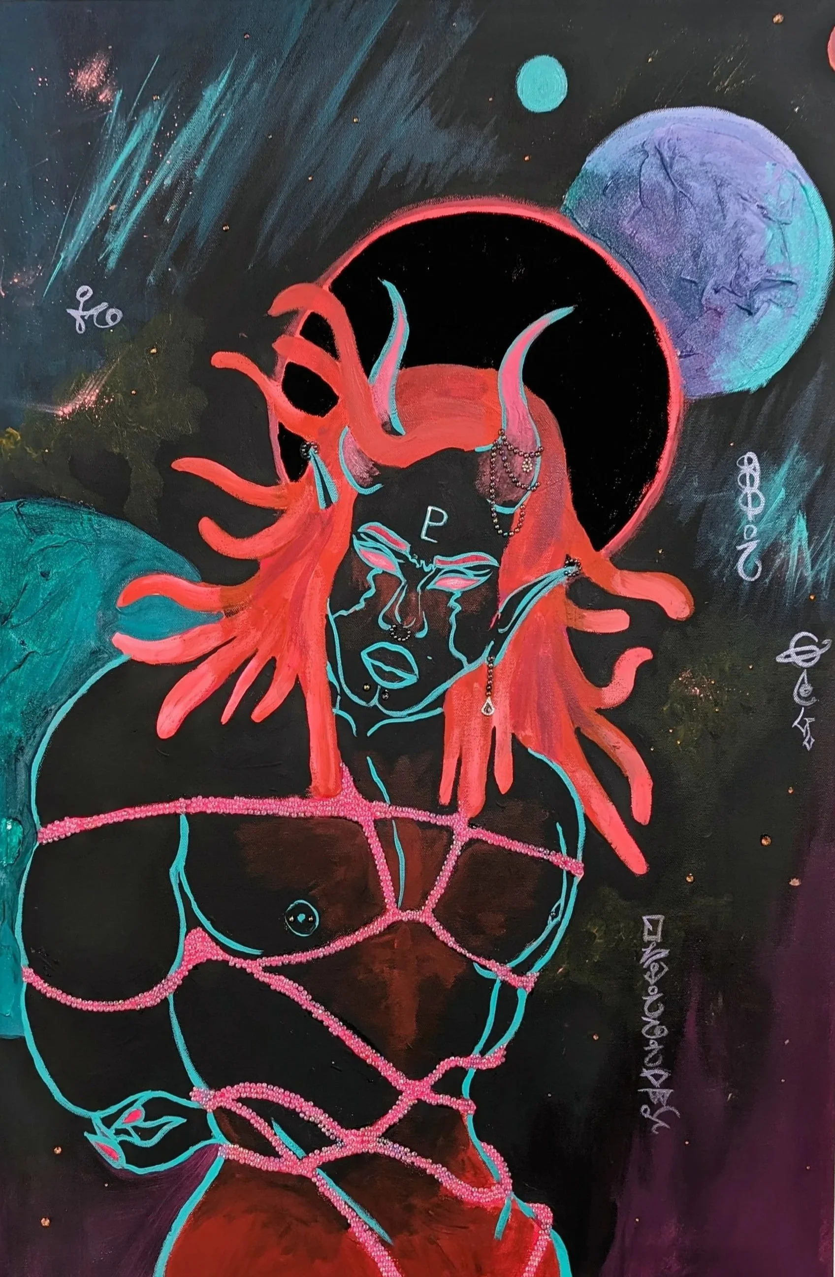   Leviticus   2024  Acrylic, rhinestone, and pigment, on Canvas 