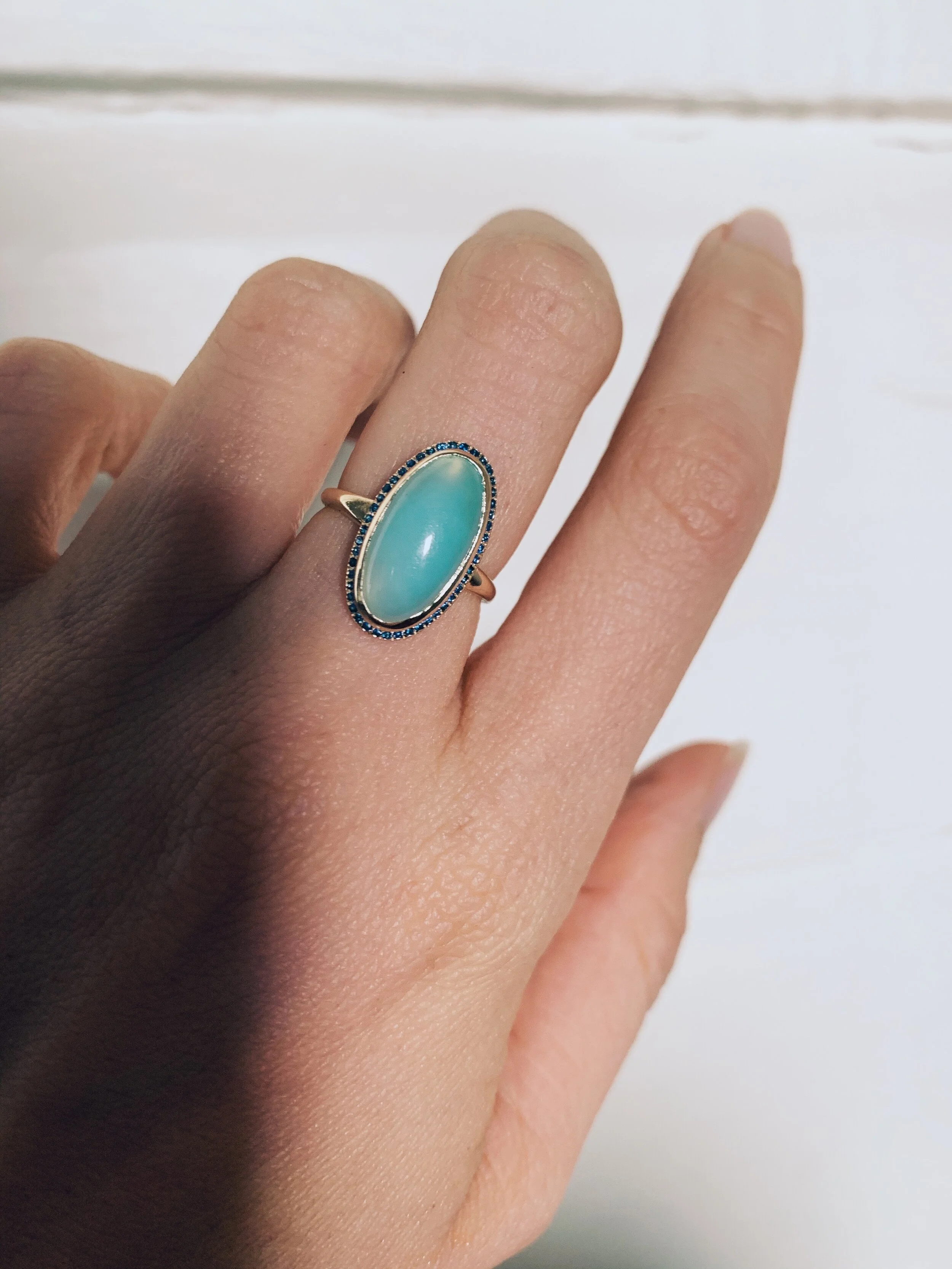 Peruvian Opal Ellipse Ring