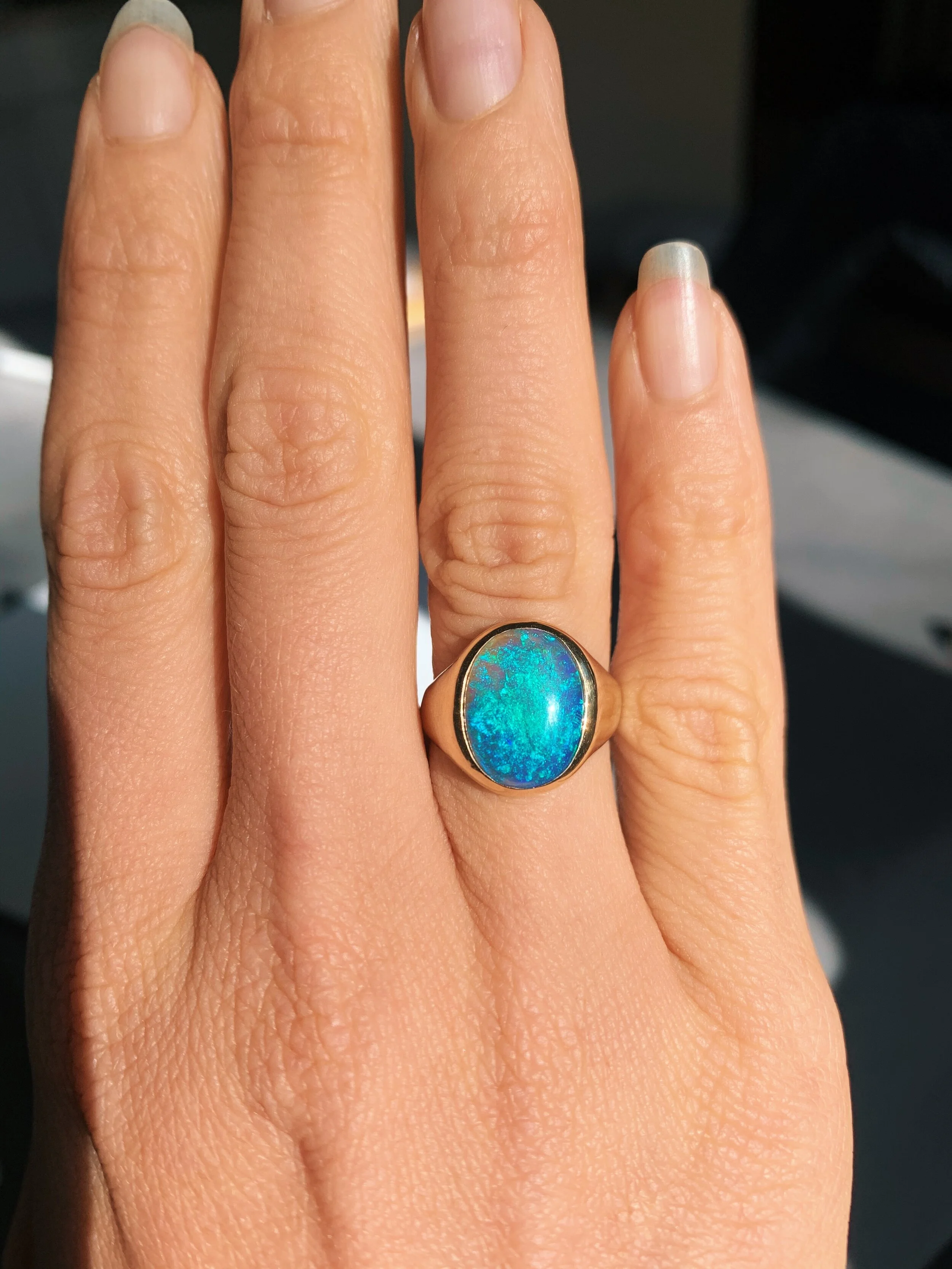 Australian Black Opal Grande Signet