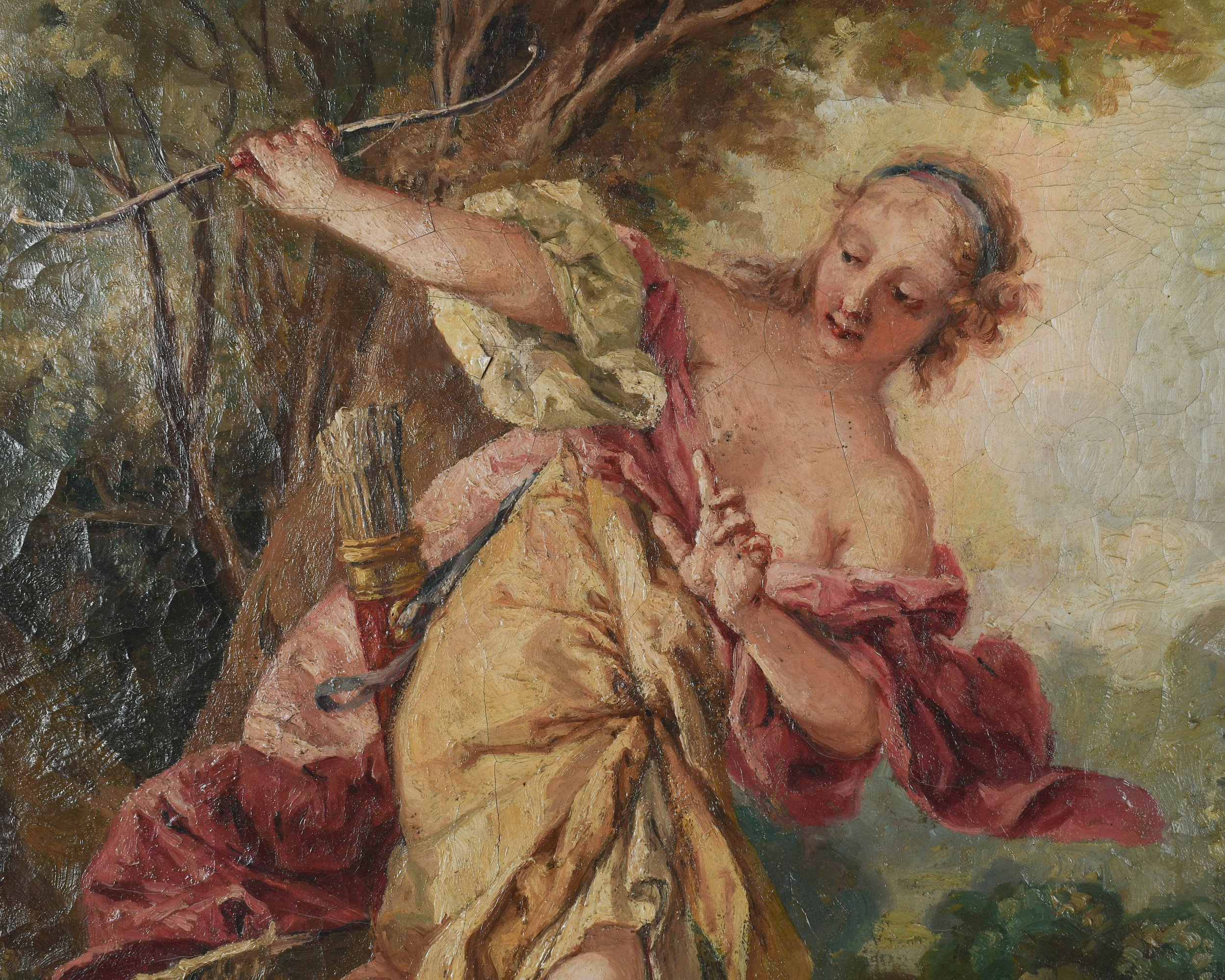 19th Century French Trumeau Mirror with Painting