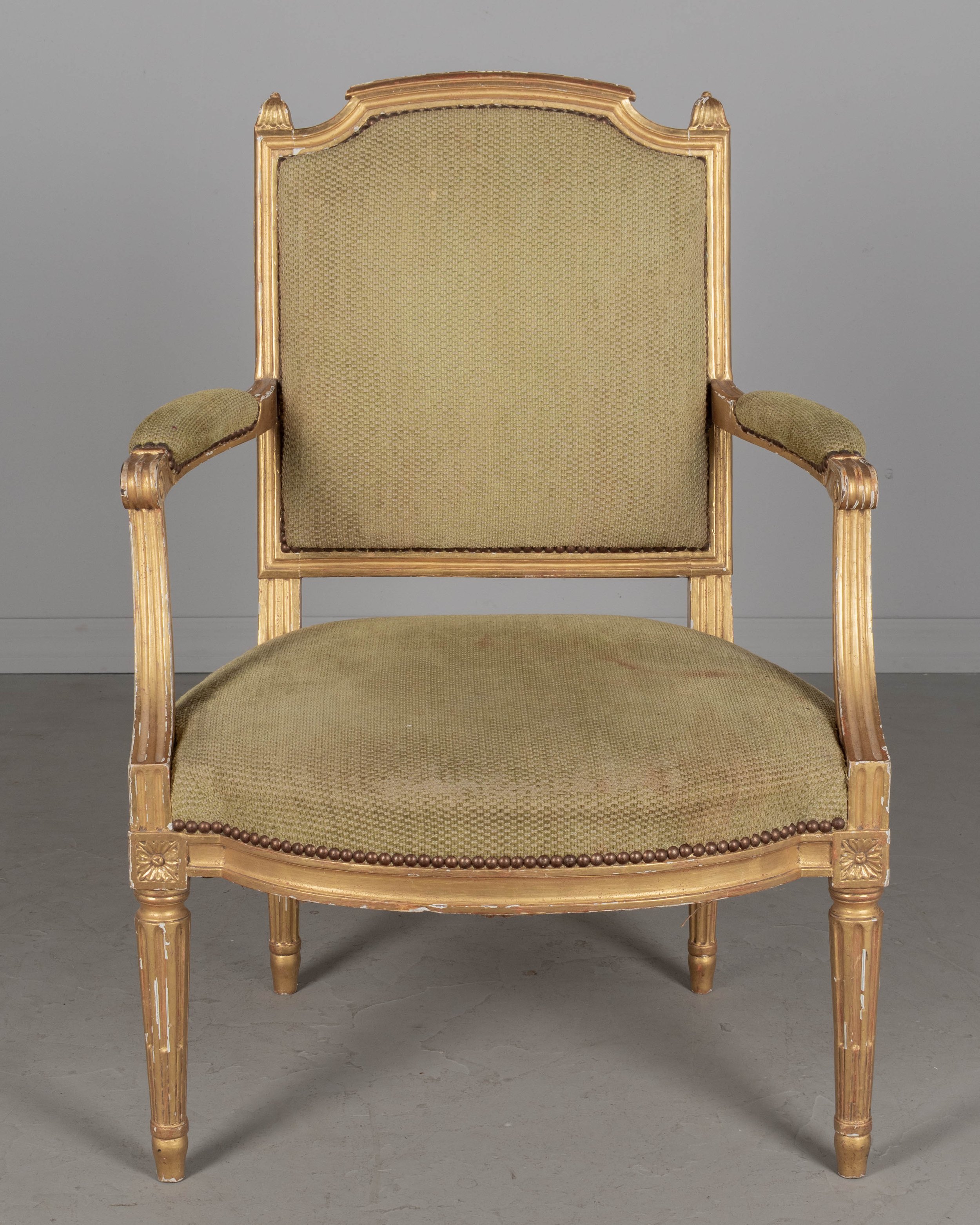 Louis XVI Style French Gilded Fauteuil or Armchair