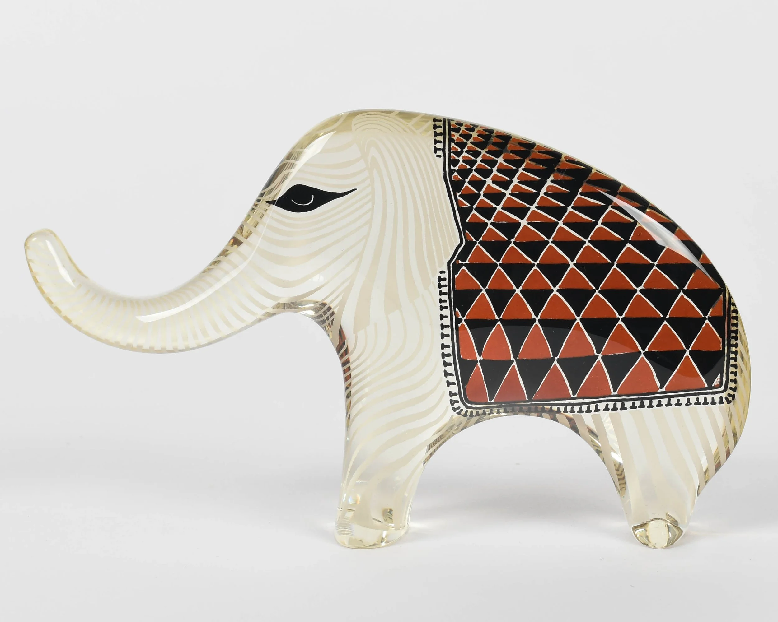 Palatnik Op Art Lucite Elephant with Red Blanket