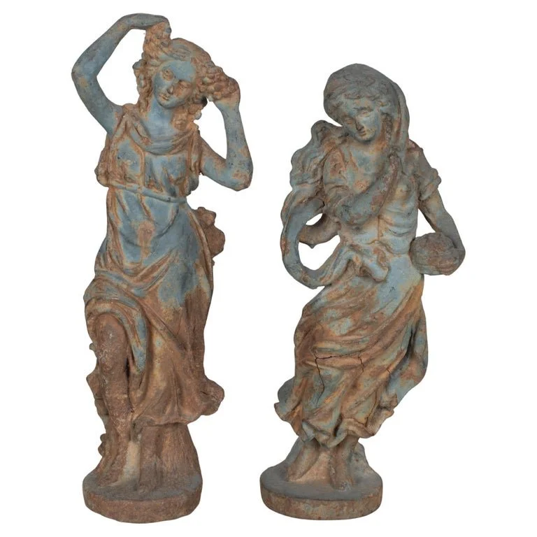 19th Century Italian Cast Iron Garden Statues