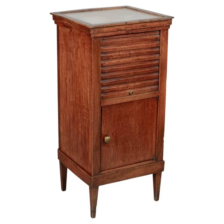 French Country Side Table with Tambour Door Circa 1850