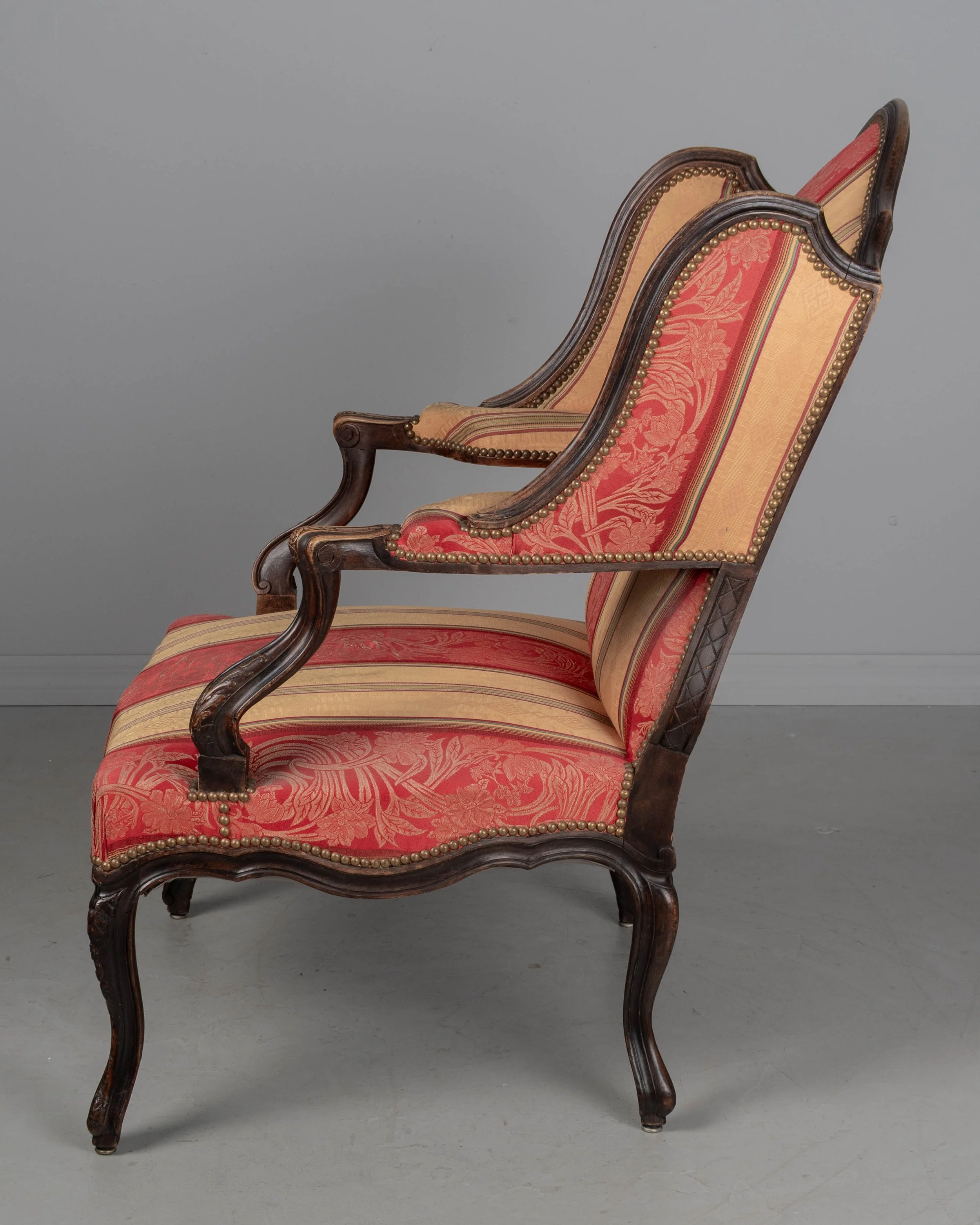 19th Century Louis XV Style Wingback Fauteuil or Armchair