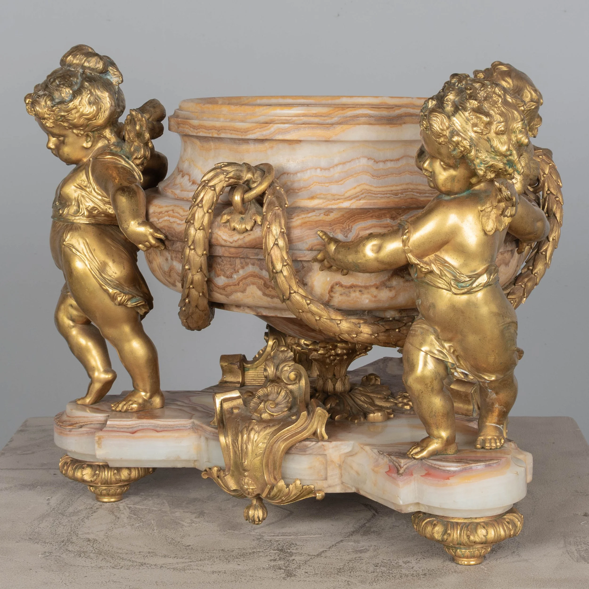 H. Journet & Cie 19th Century French Ormolu Bronze & Oynx Centerpiece