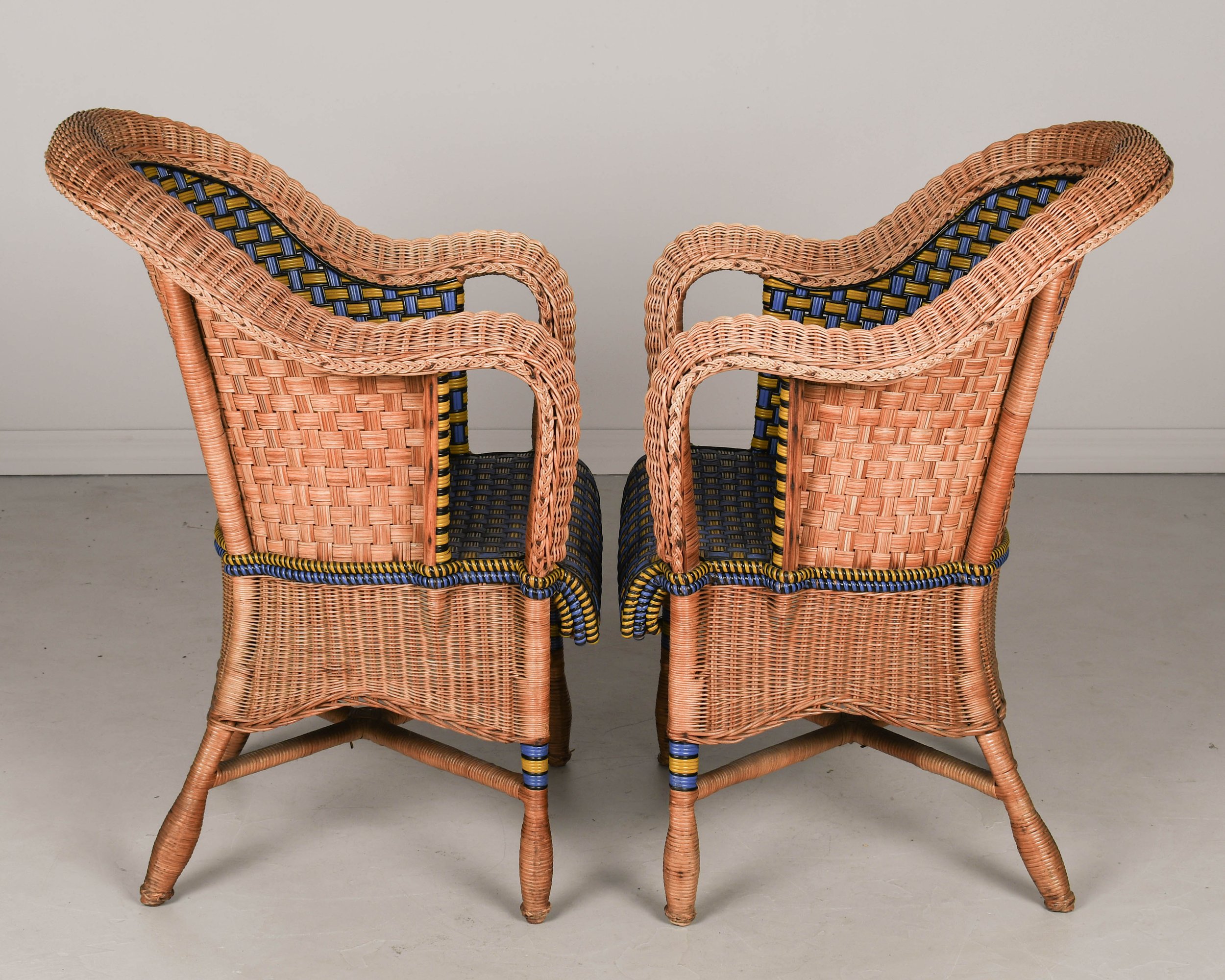 French Art Deco Rattan Patio Table and Chairs