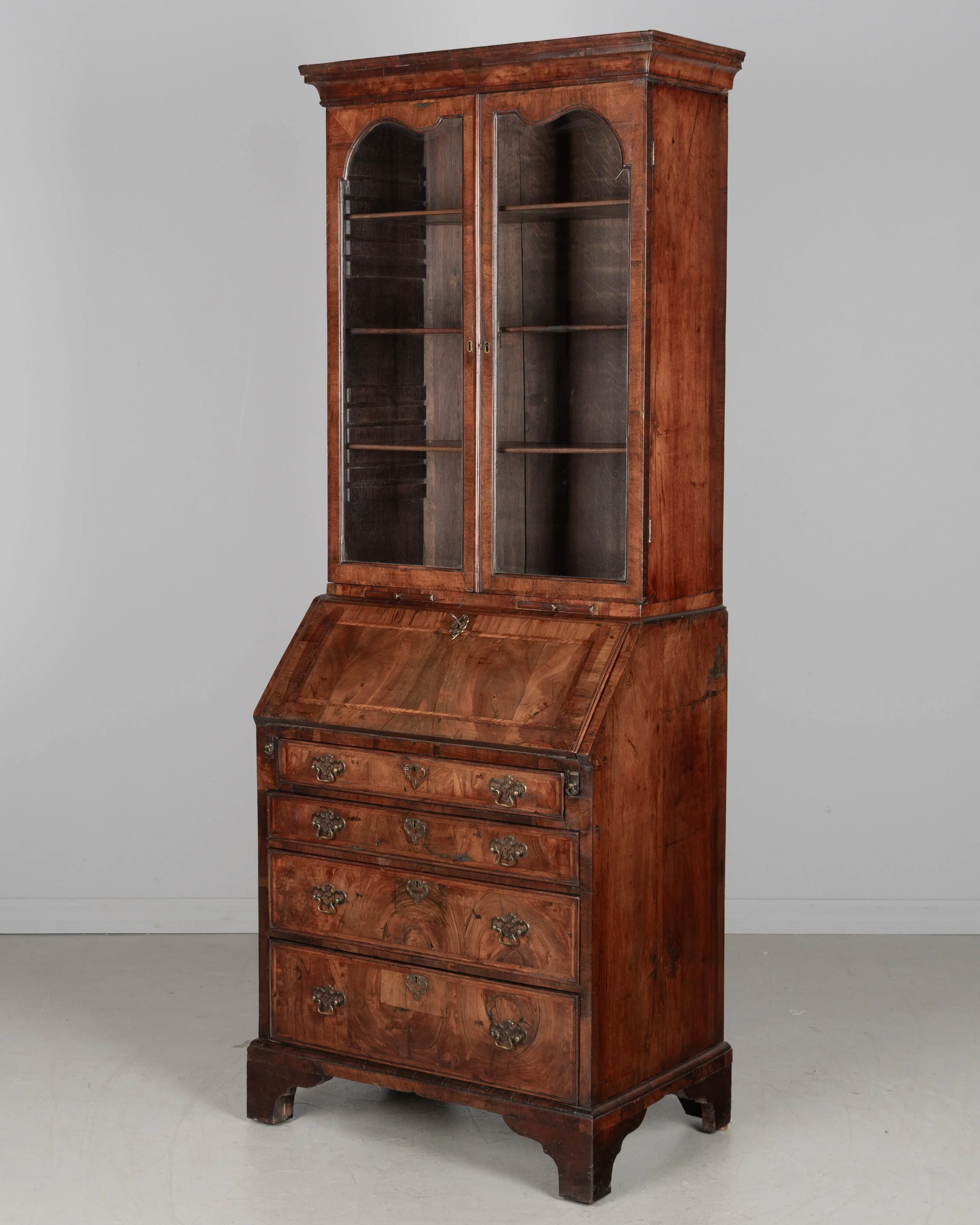 18th Century English Walnut Bureau Bookcase, or Secretary Desk