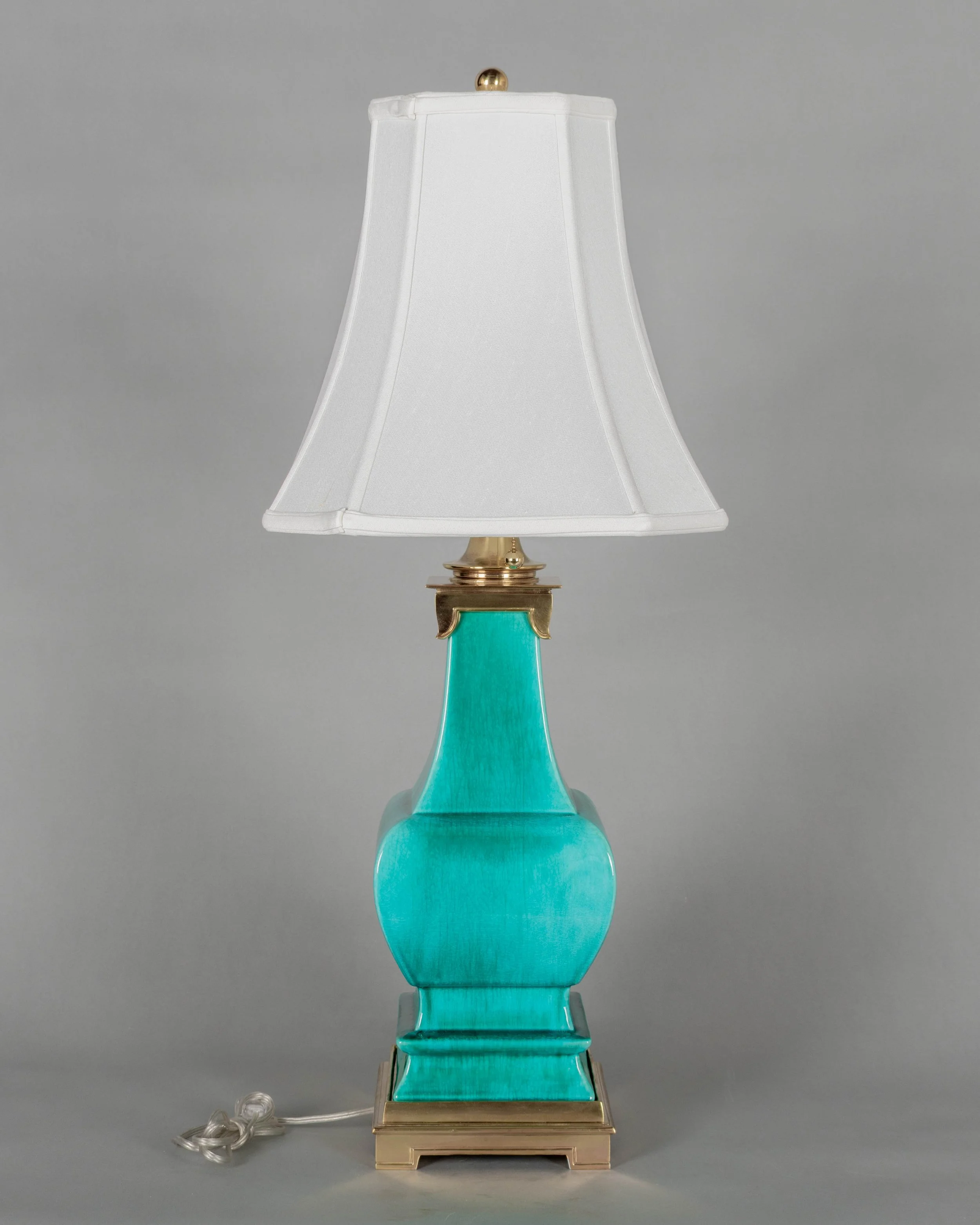 Mid Century Stiffel Ceramic & Brass Pagoda Lamp