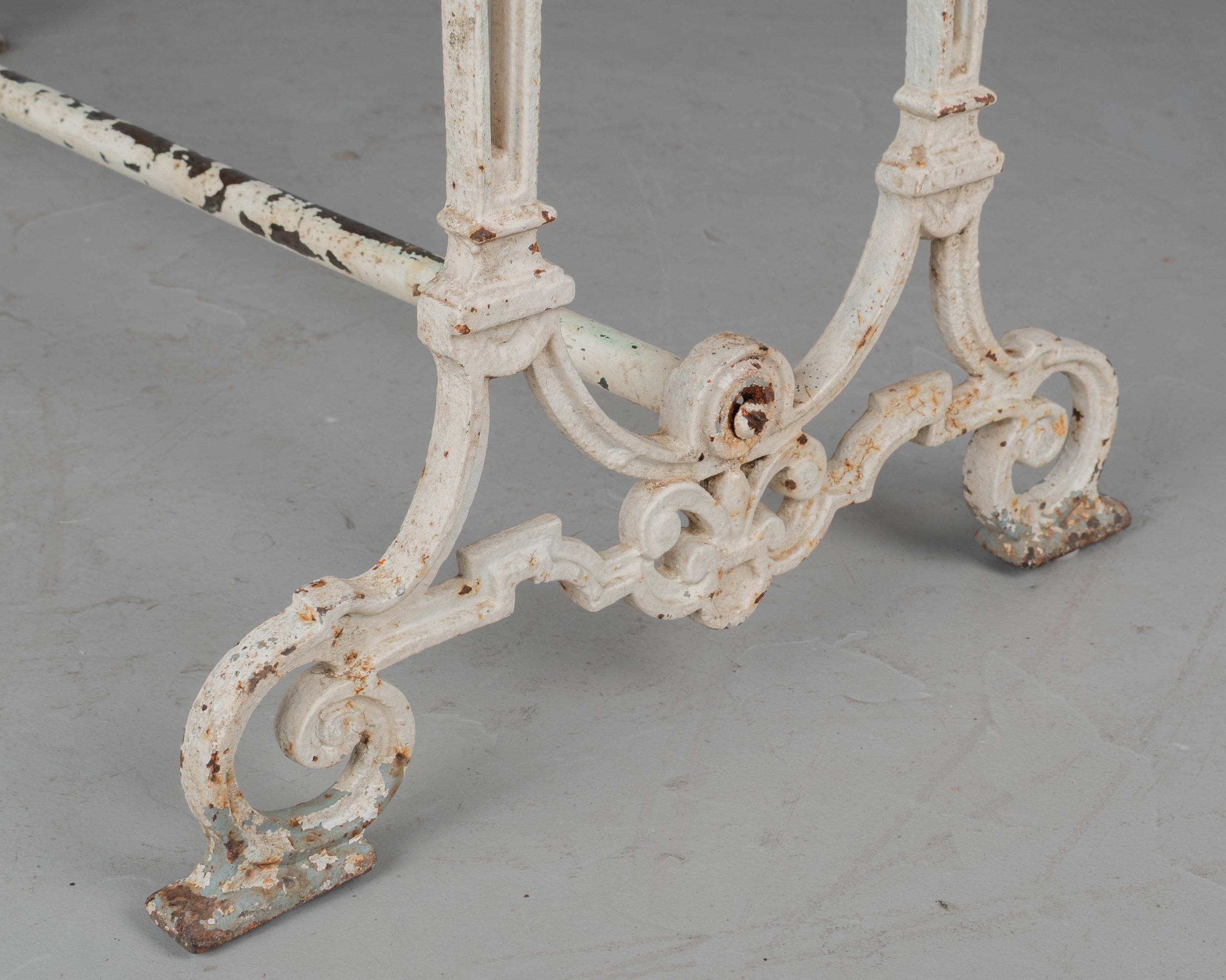19th Century French Cast Iron Marble Top Bistro Table