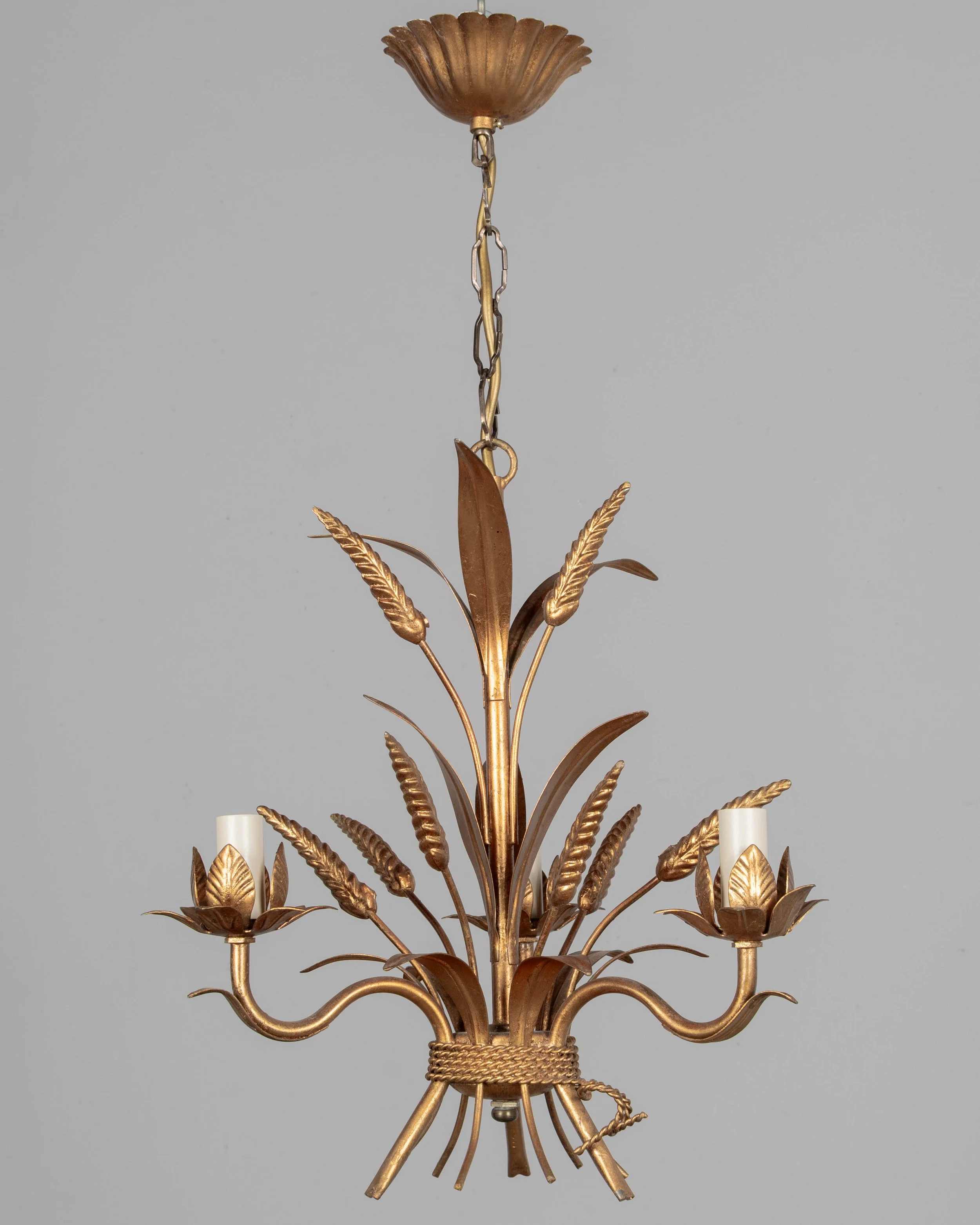 Vintage Italian Gilded Metal Chandelier by Hans Kögl,