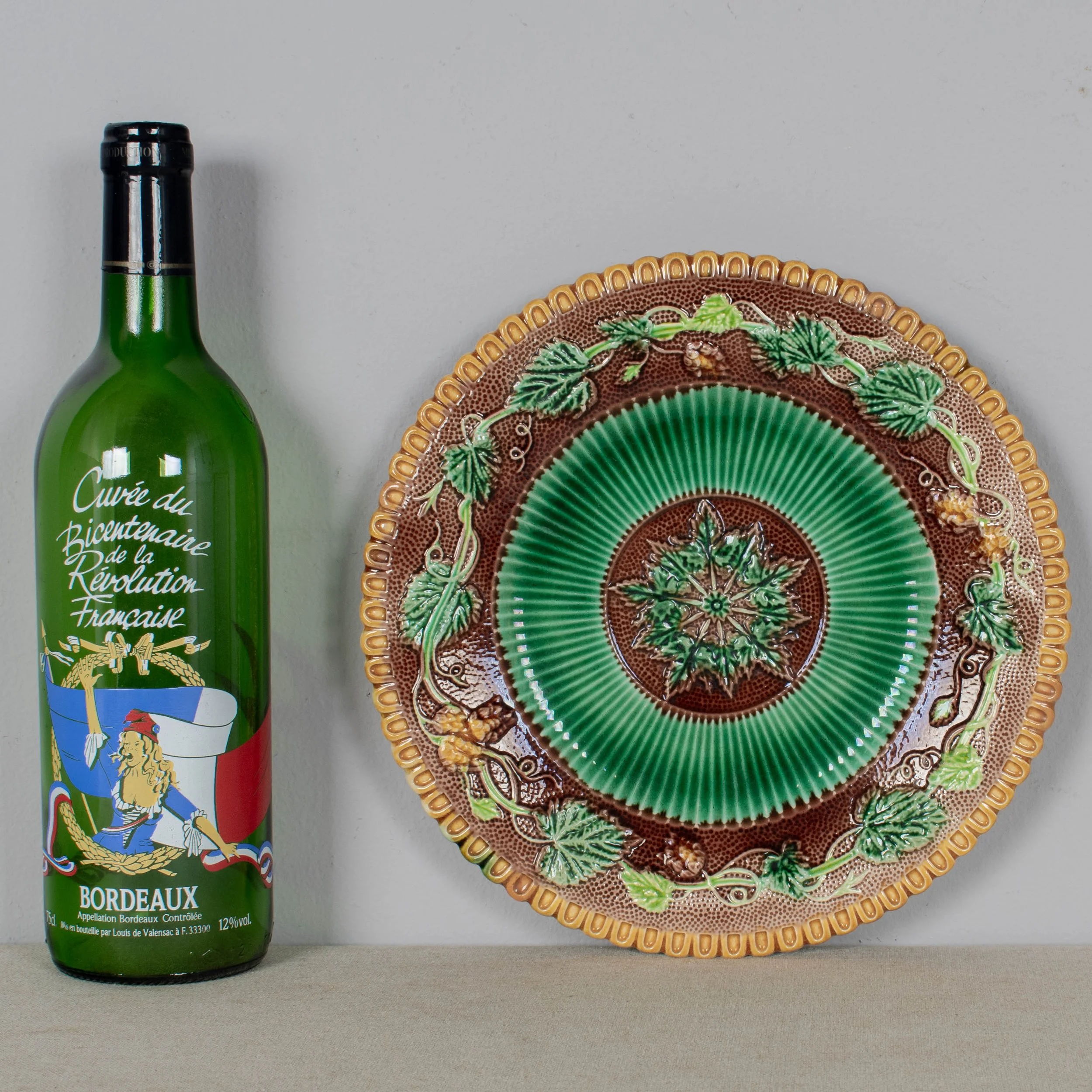 George Jones Majolica Plate, Grapevine Pattern, English, Circa 1865