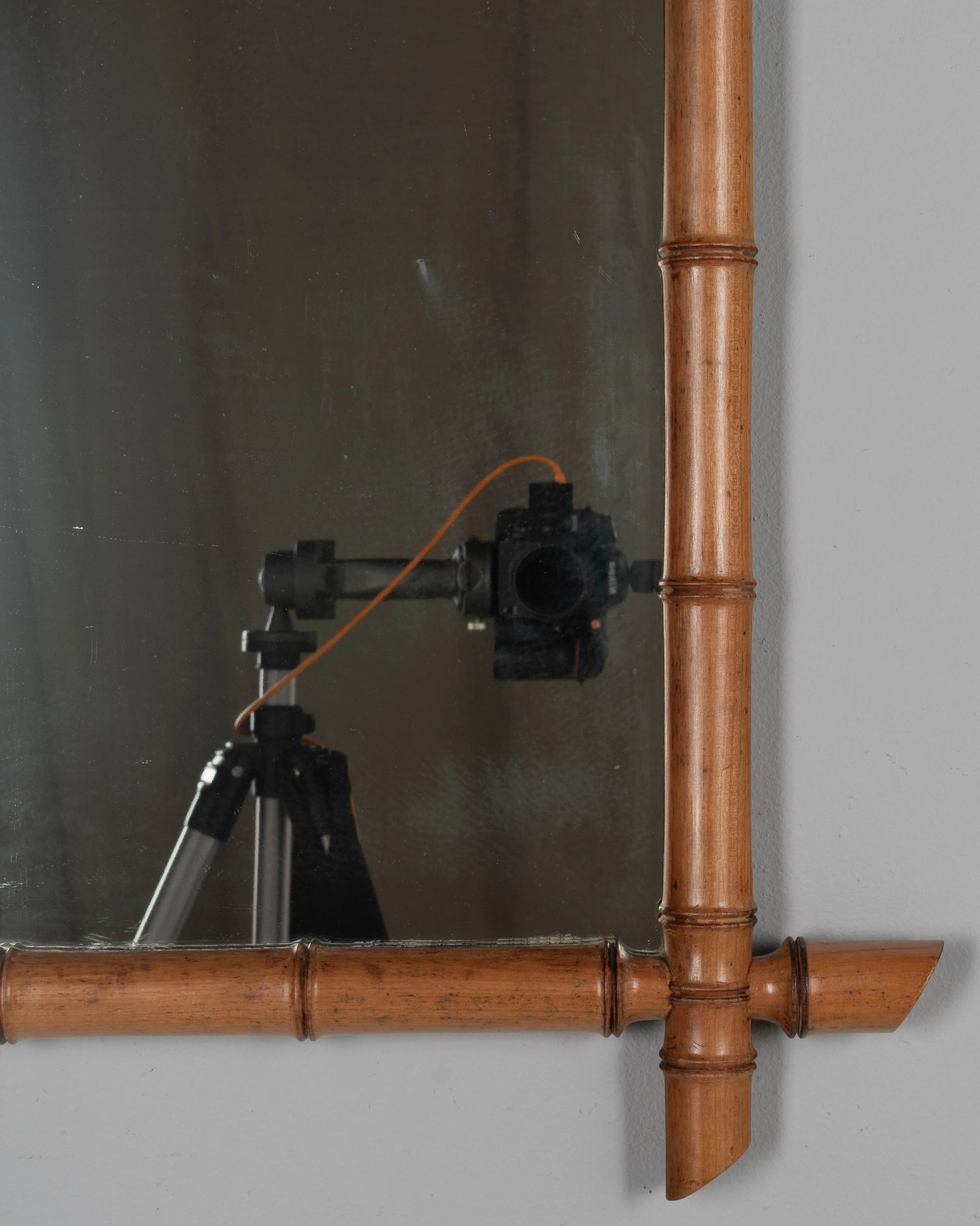 French Faux Bamboo Cherry Wood Mirror