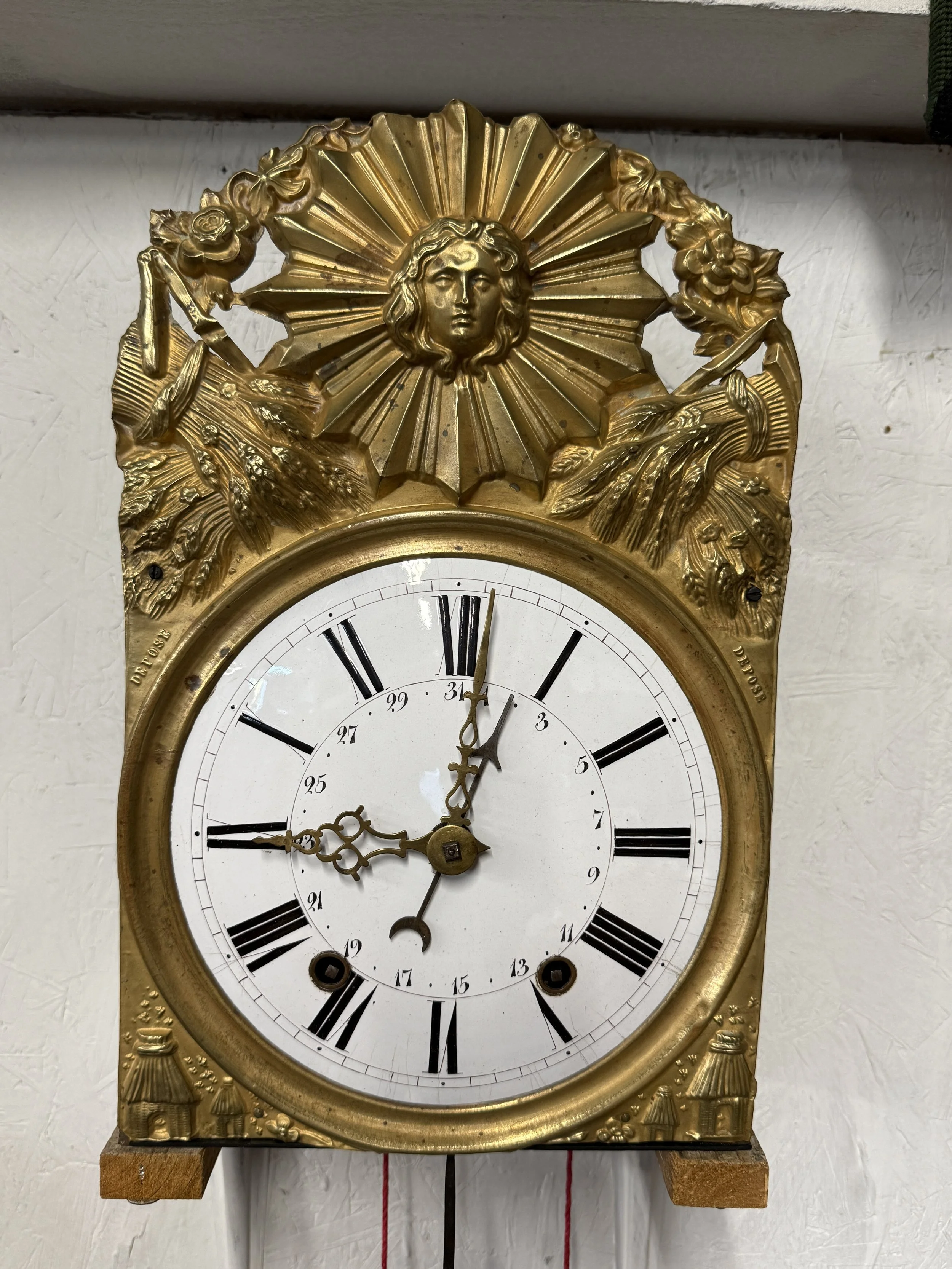 A late 19th century Morbier works for a tall case clock.