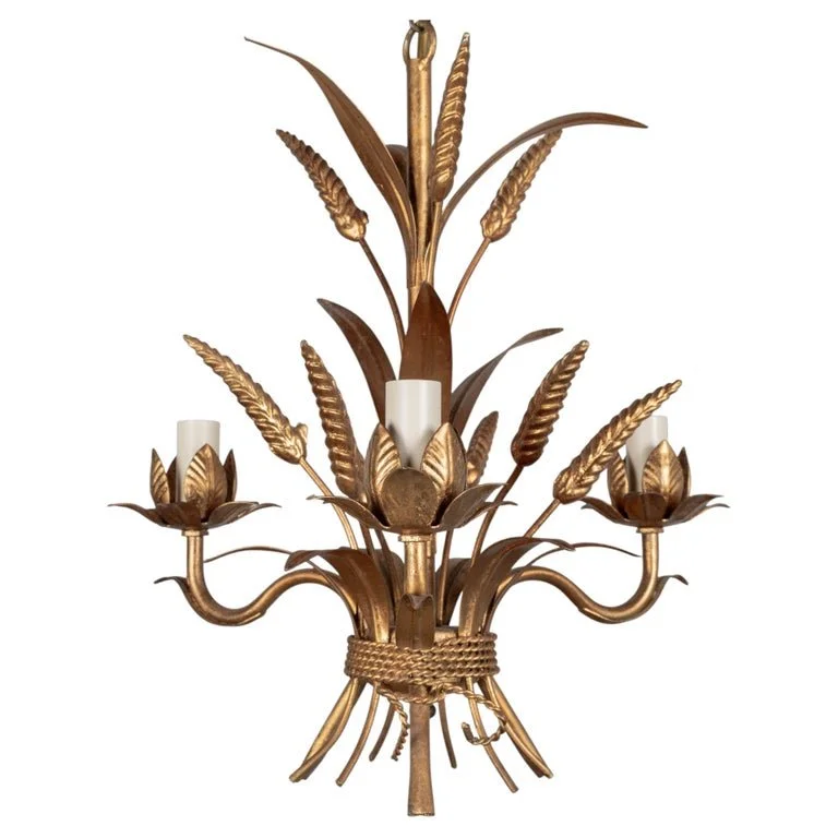 Vintage Italian Gilded Metal Chandelier by Hans Kögl,