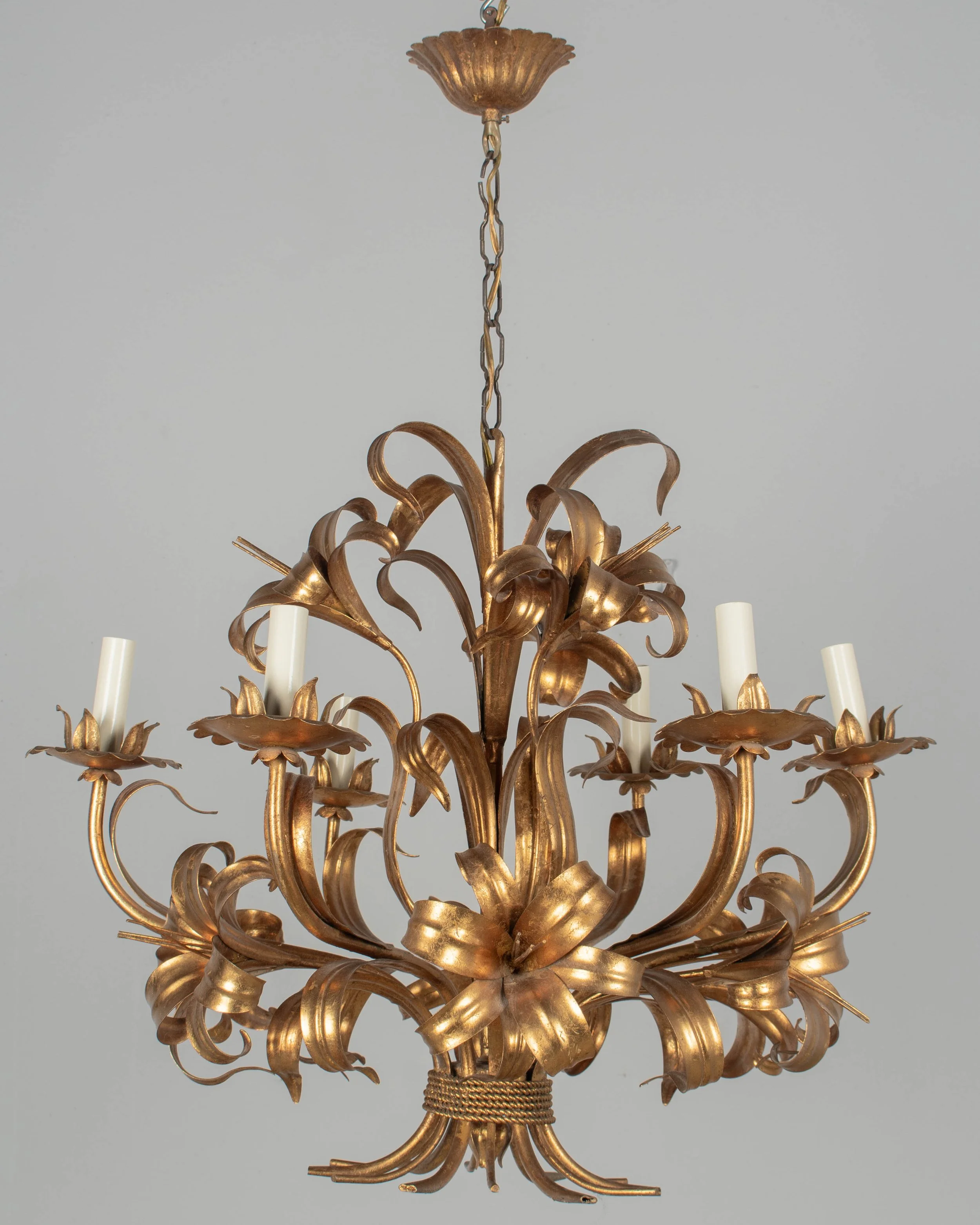 Italian Gilt Tôle Chandelier Six Lights