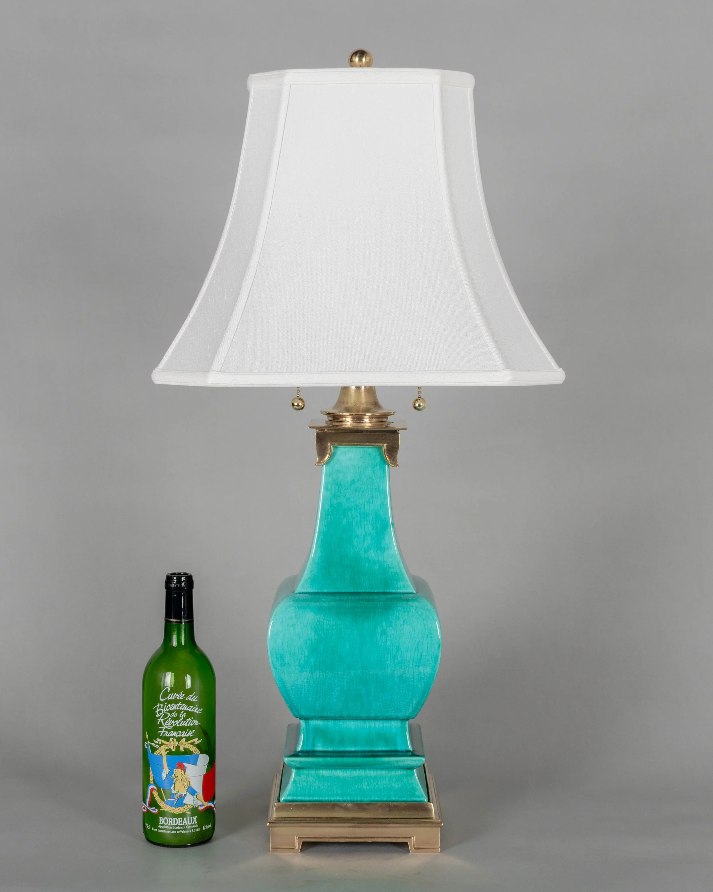 Mid Century Stiffel Ceramic & Brass Pagoda Lamp