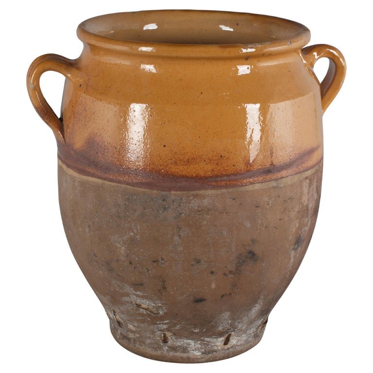 19th Century French Terracotta yellow Glazed Pot à Confit.