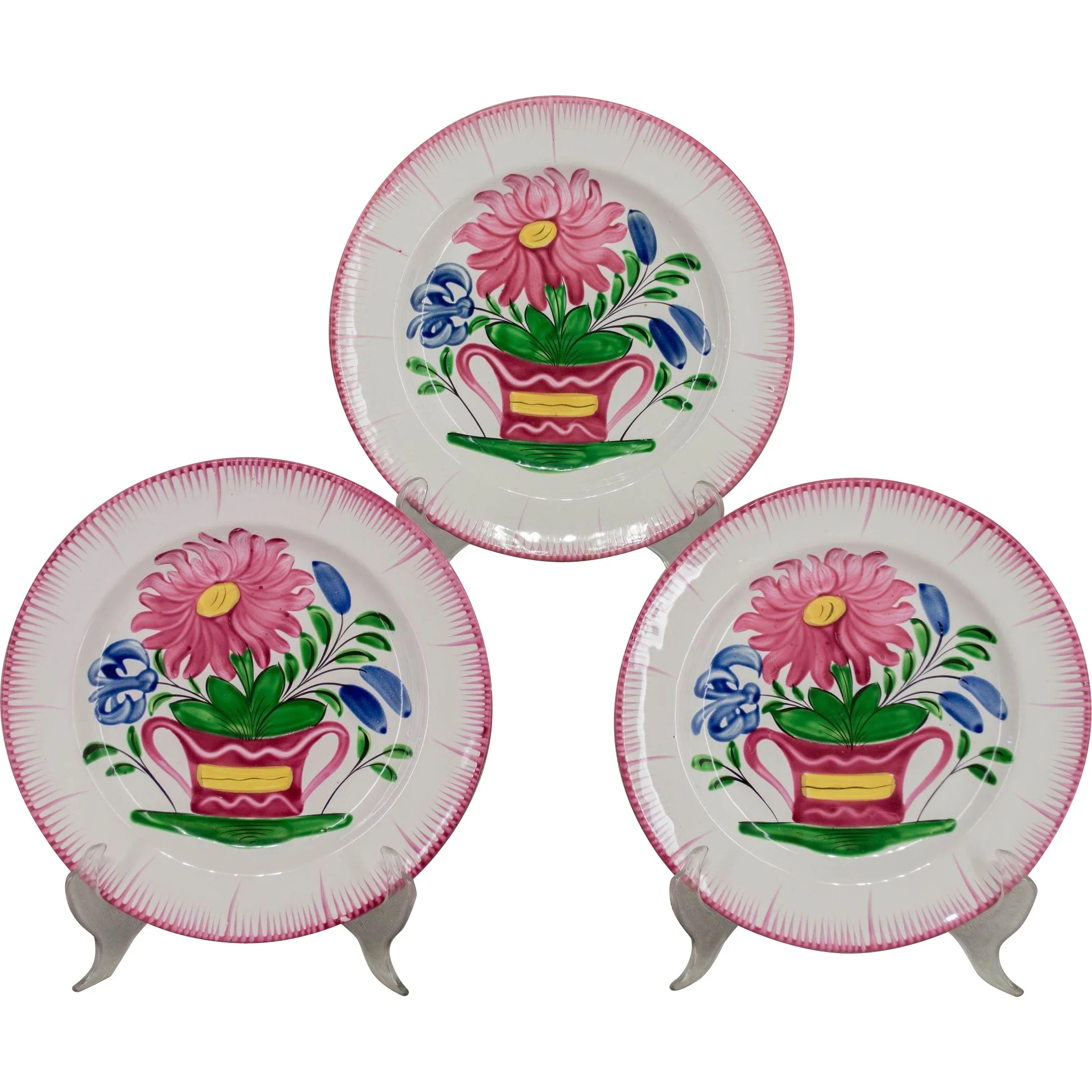 Set of 3 French Faience Plates