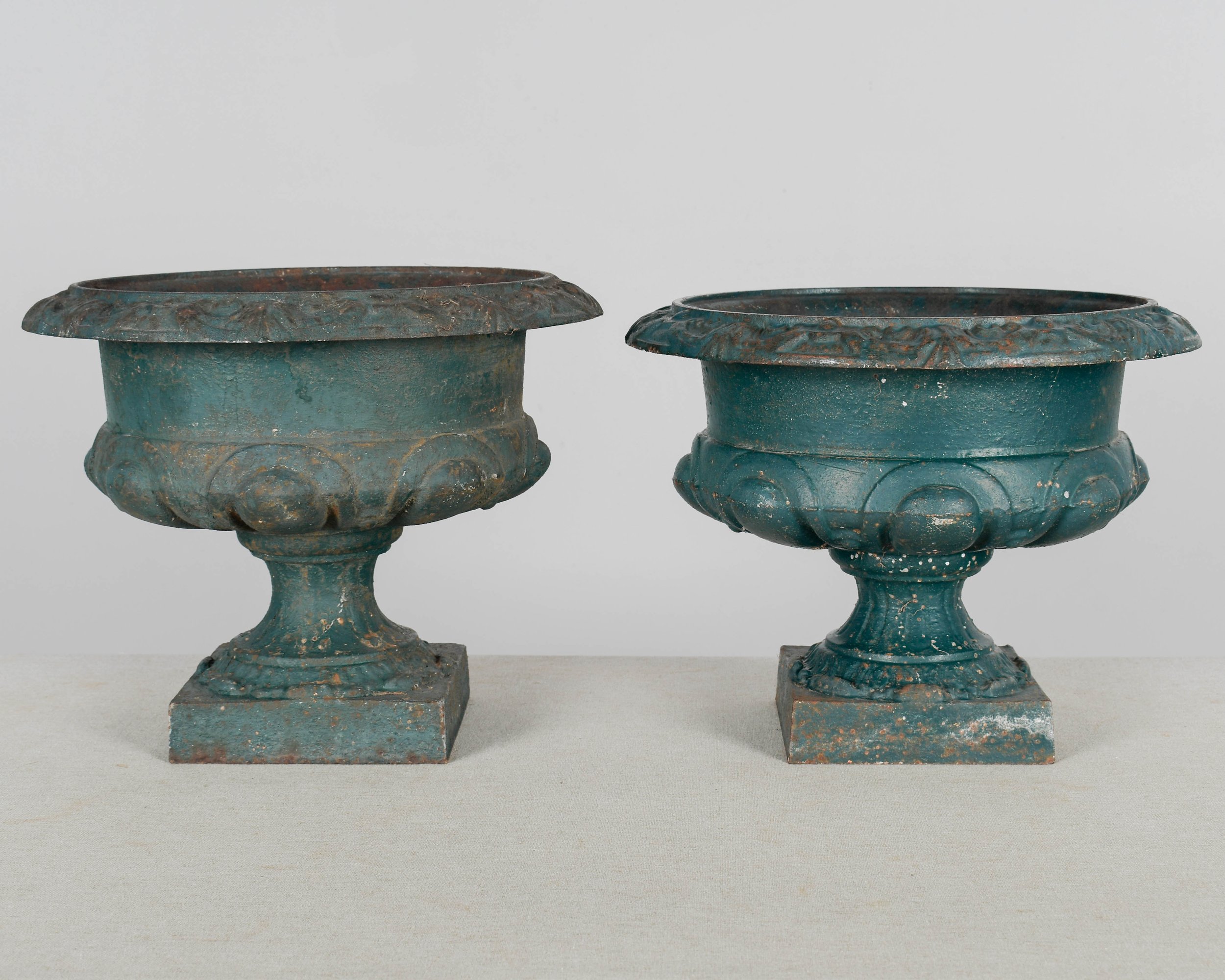 Pair of 19th Century French Cast Iron Garden Urns