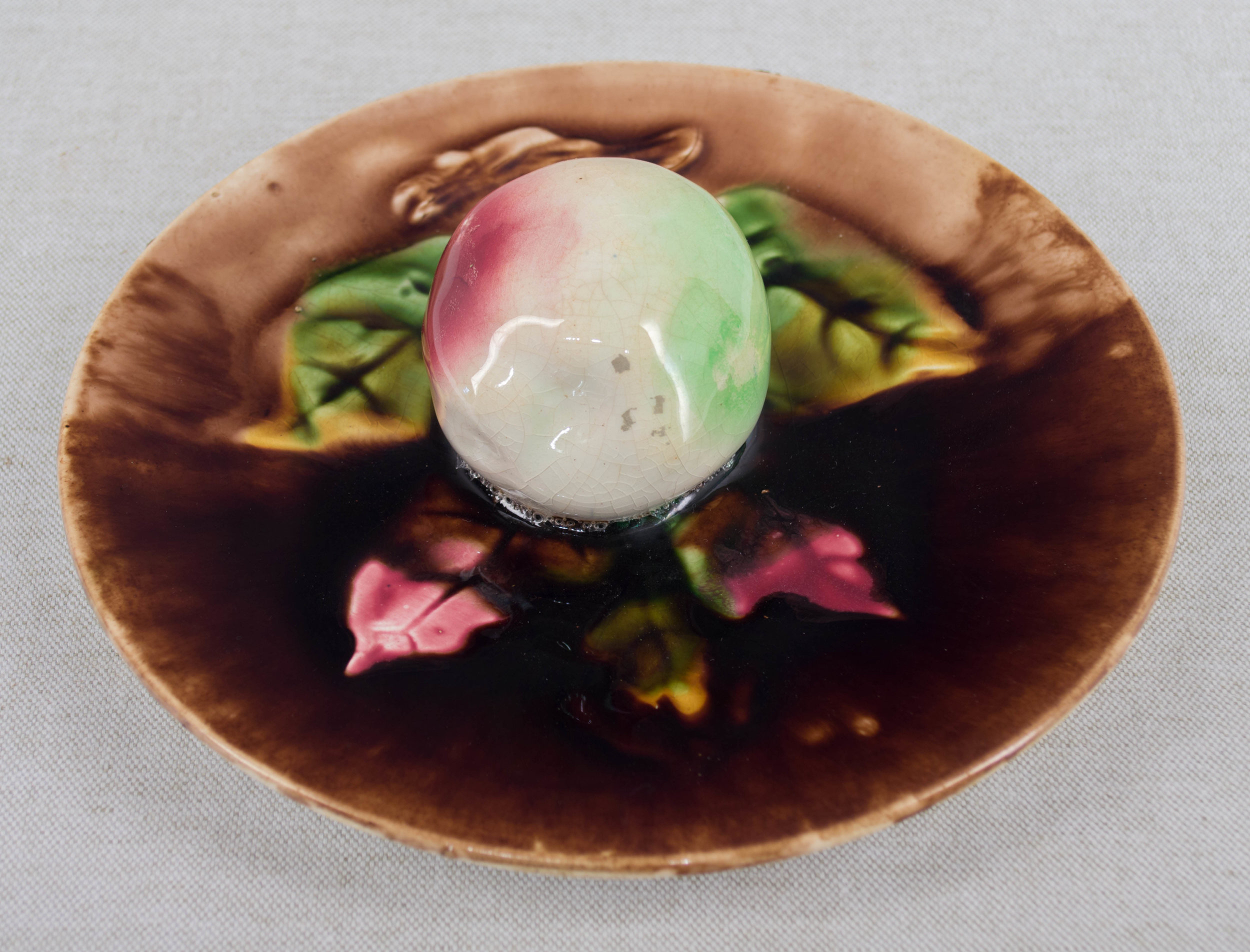 French Majolica Apple Plate From Fives Lille factory