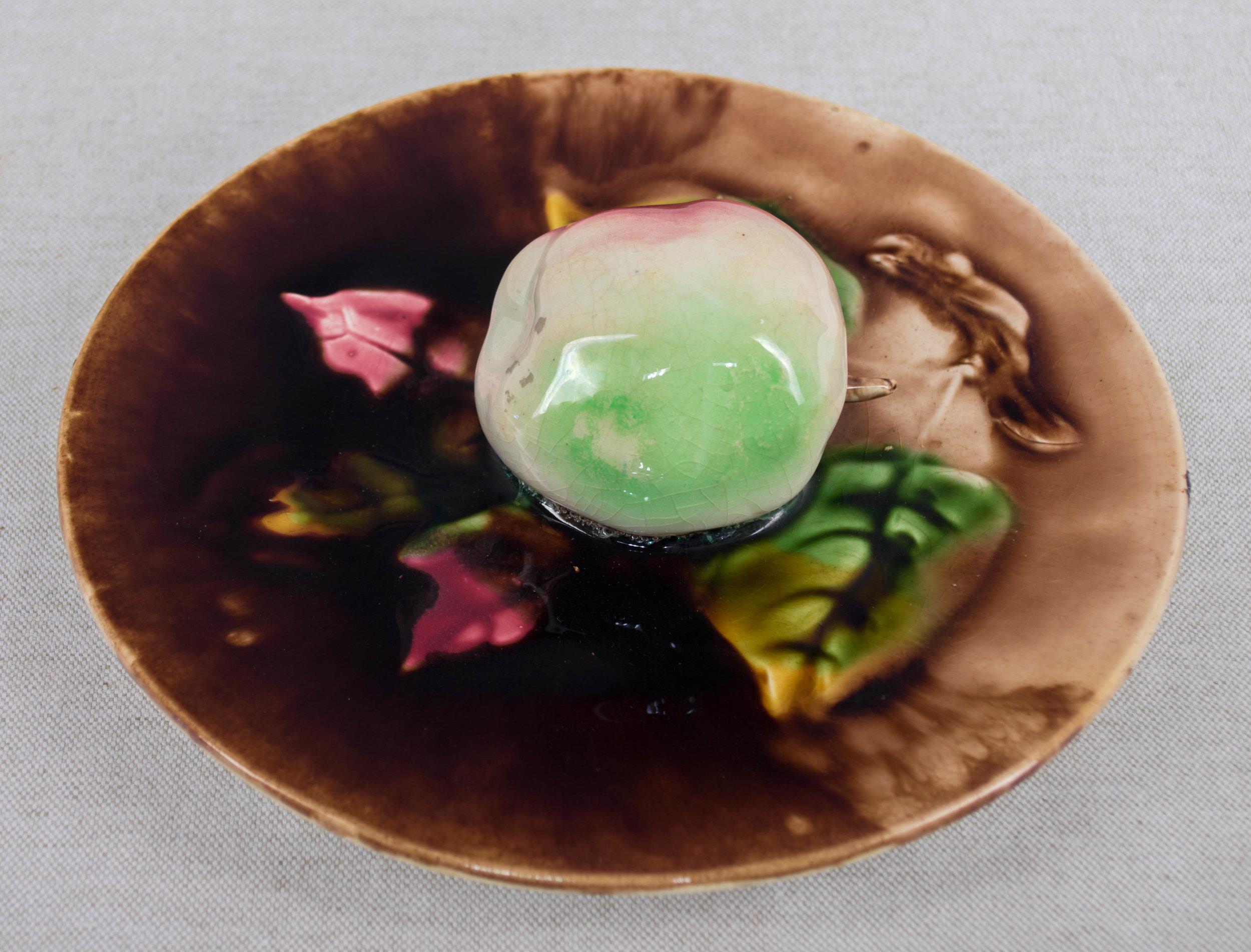 French Majolica Apple Plate From Fives Lille factory