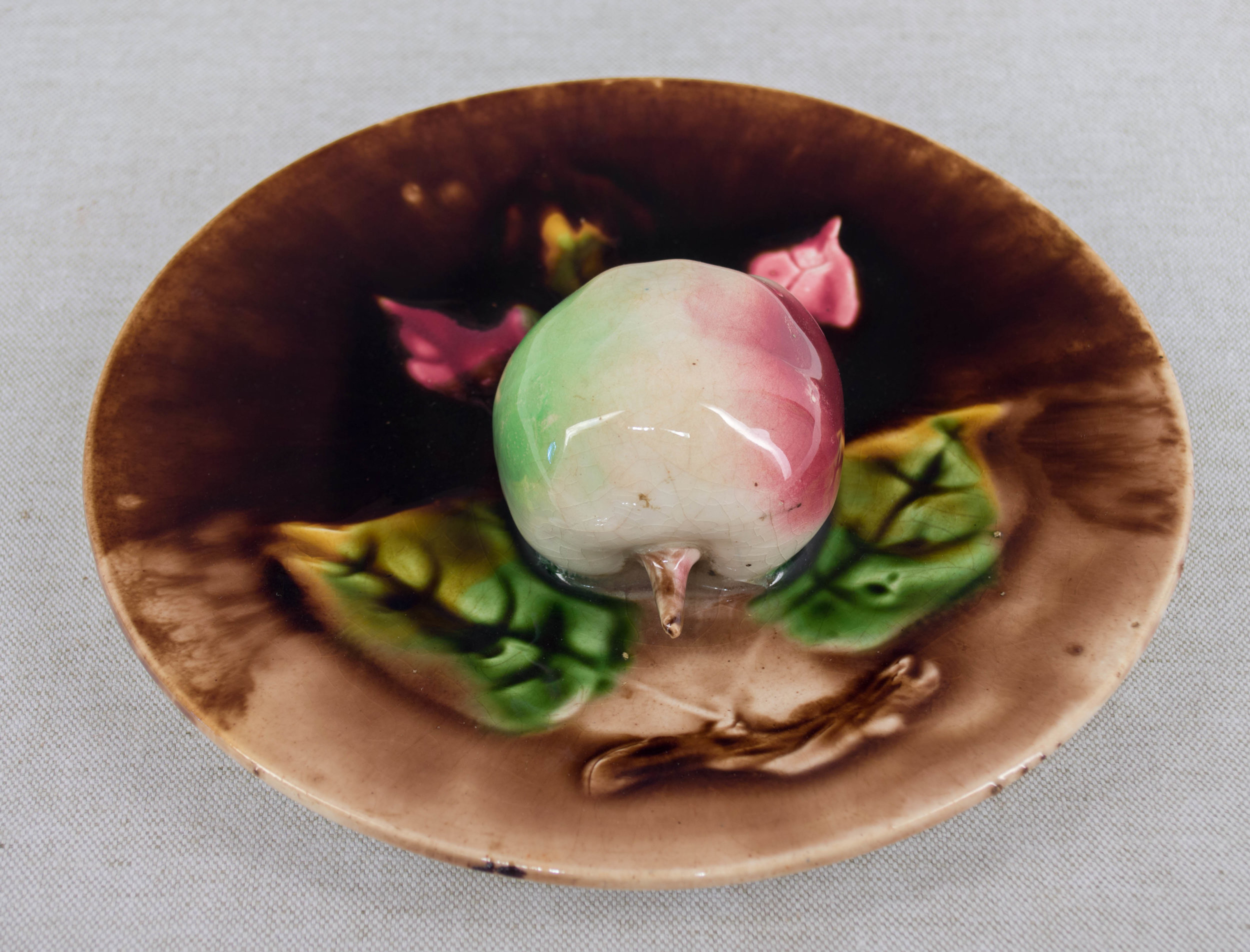 French Majolica Apple Plate From Fives Lille factory