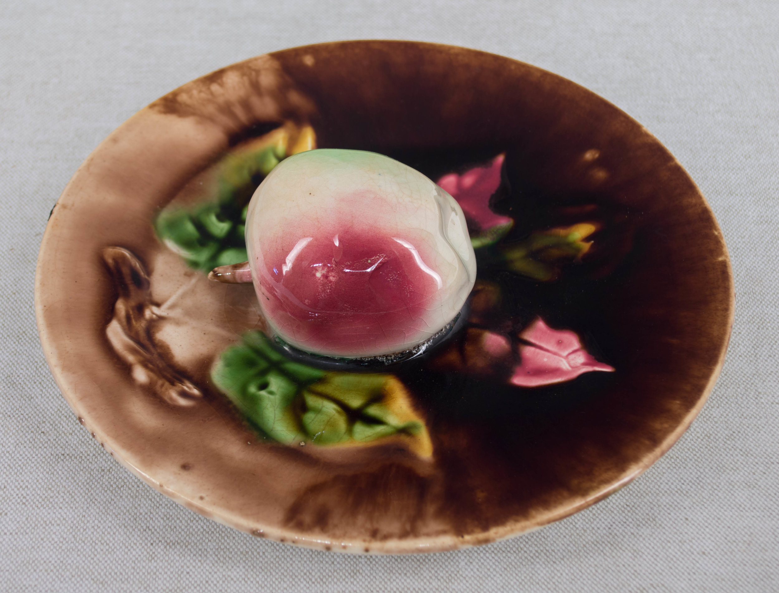 French Majolica Apple Plate From Fives Lille factory