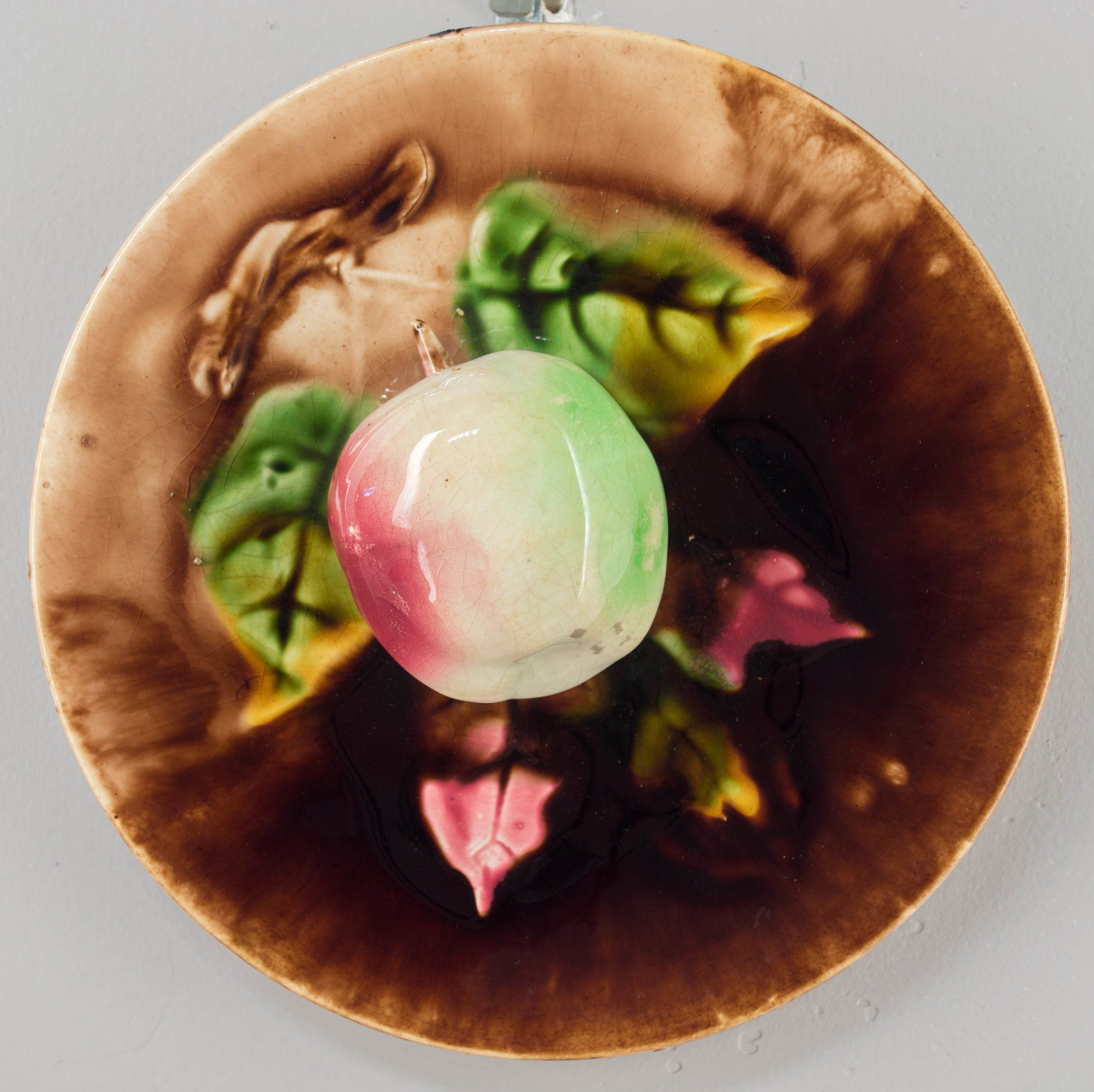 French Majolica Apple Plate From Fives Lille factory
