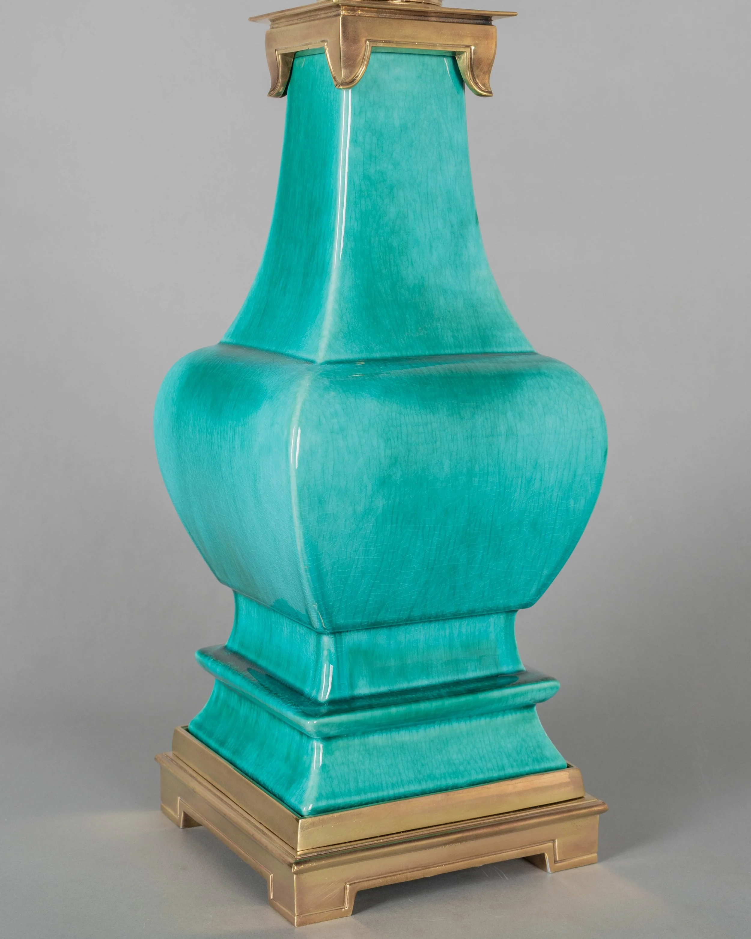 Mid Century Stiffel Ceramic & Brass Pagoda Lamp