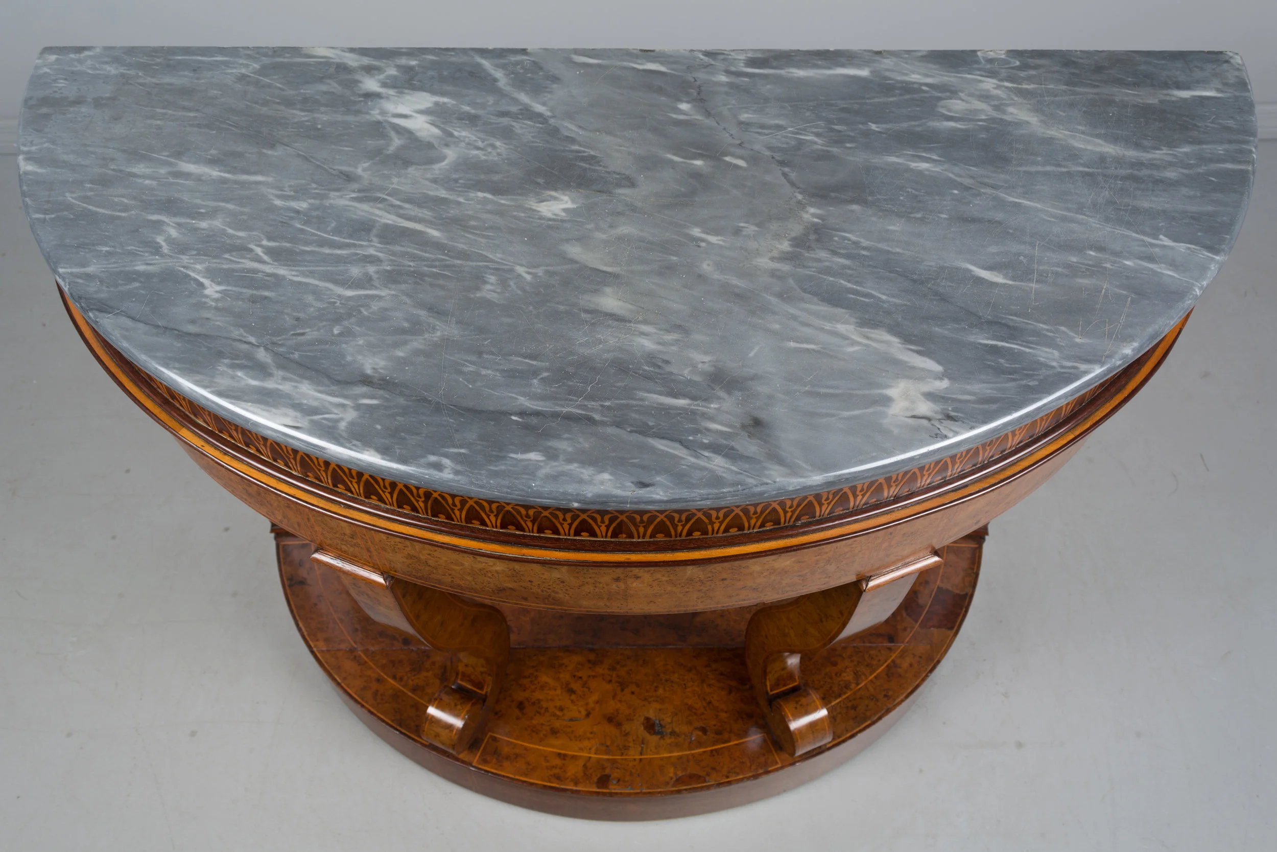 19th c. Biedermeier Demilune Console Jardiniere