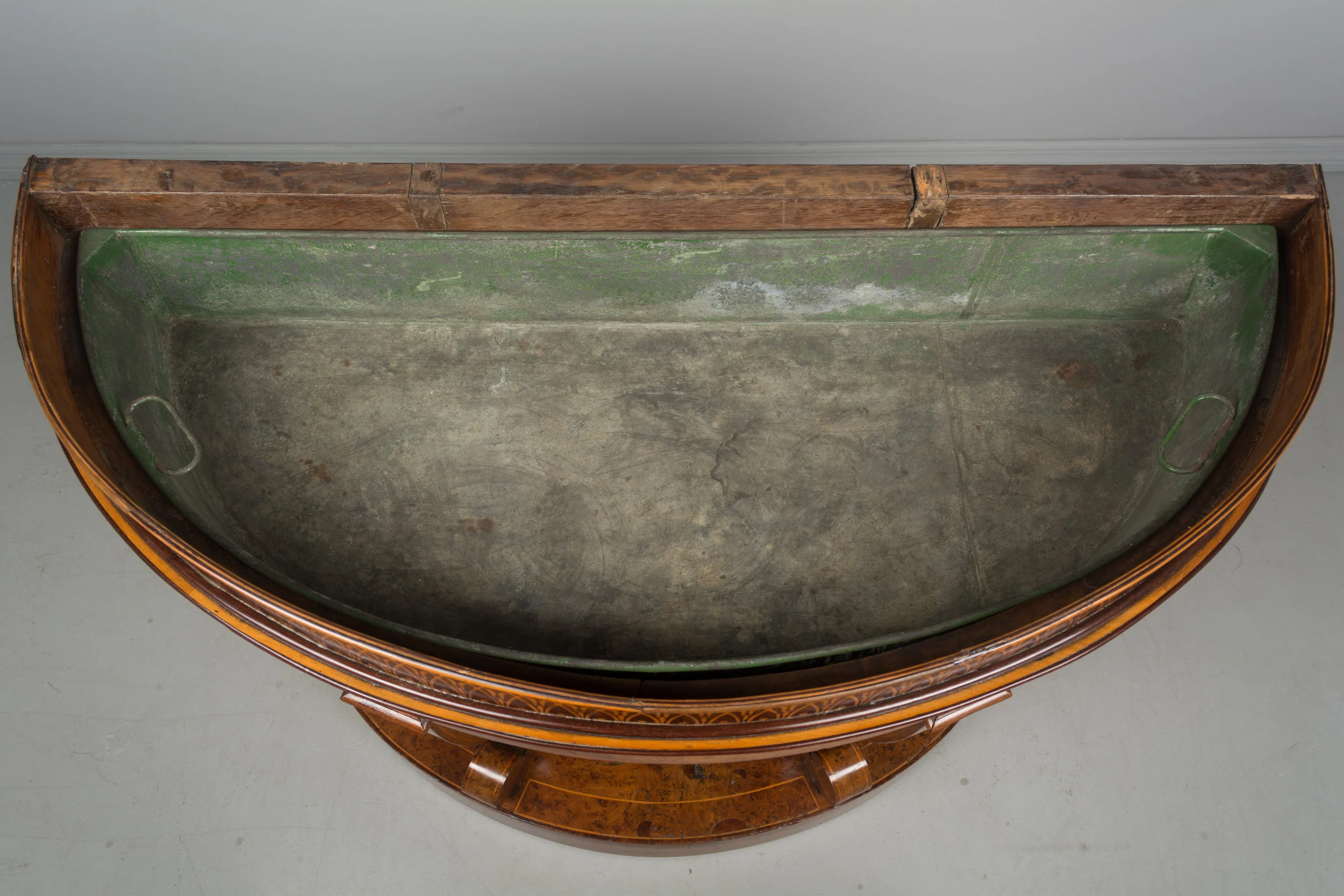 19th c. Biedermeier Demilune Console Jardiniere