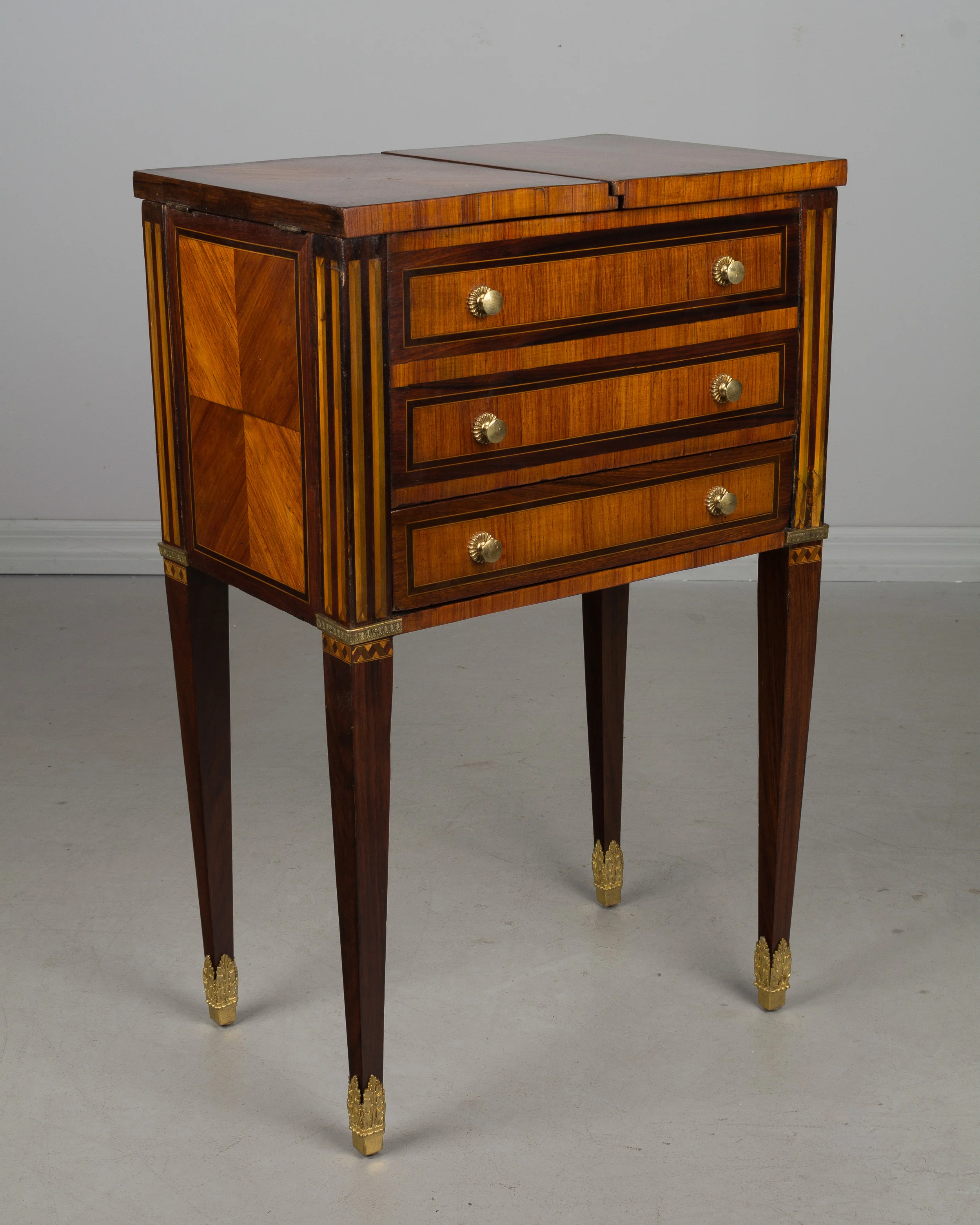 French Louis XVI Style Marquetry Side Table