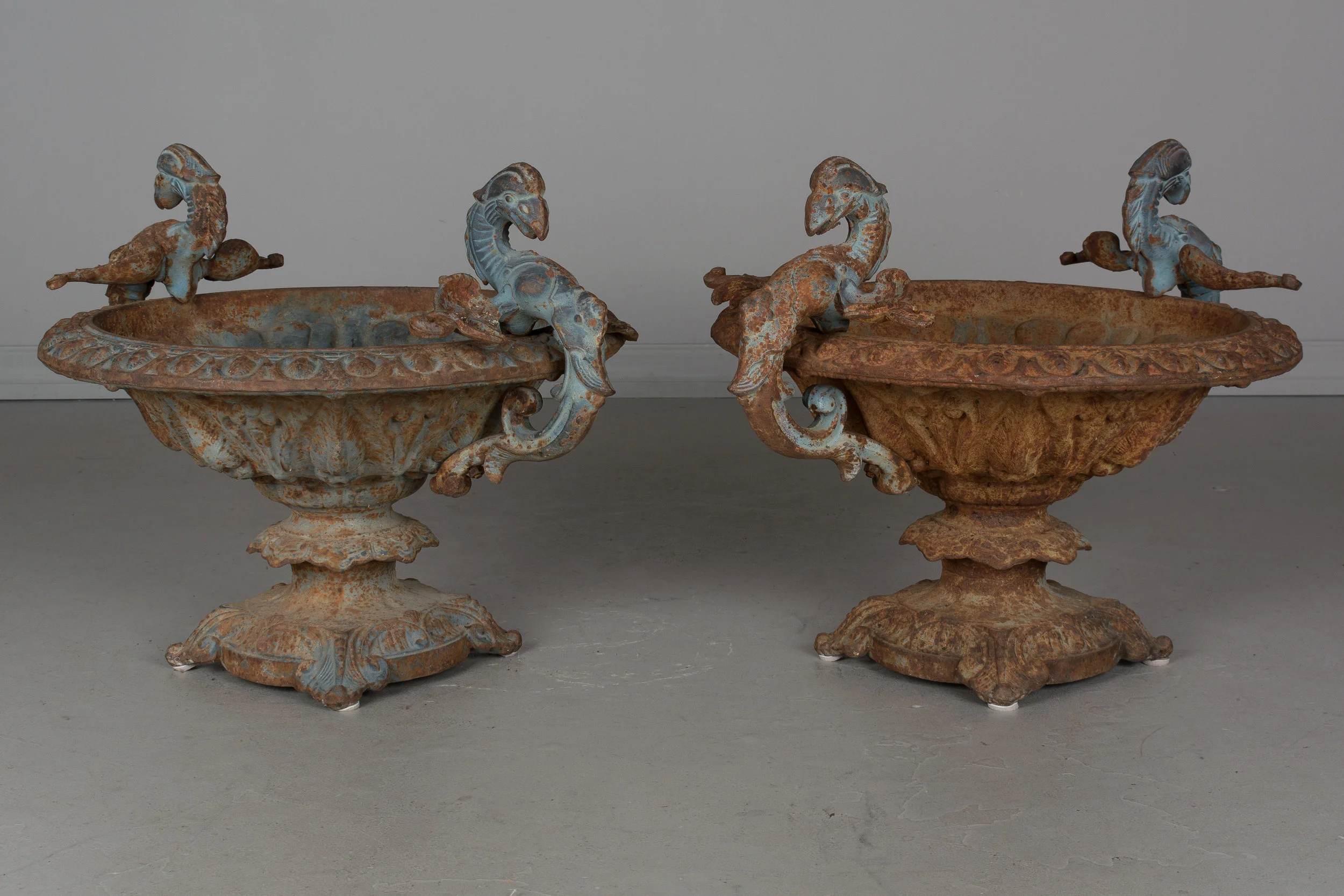 Pair of 19th Century French Cast Iron Urns