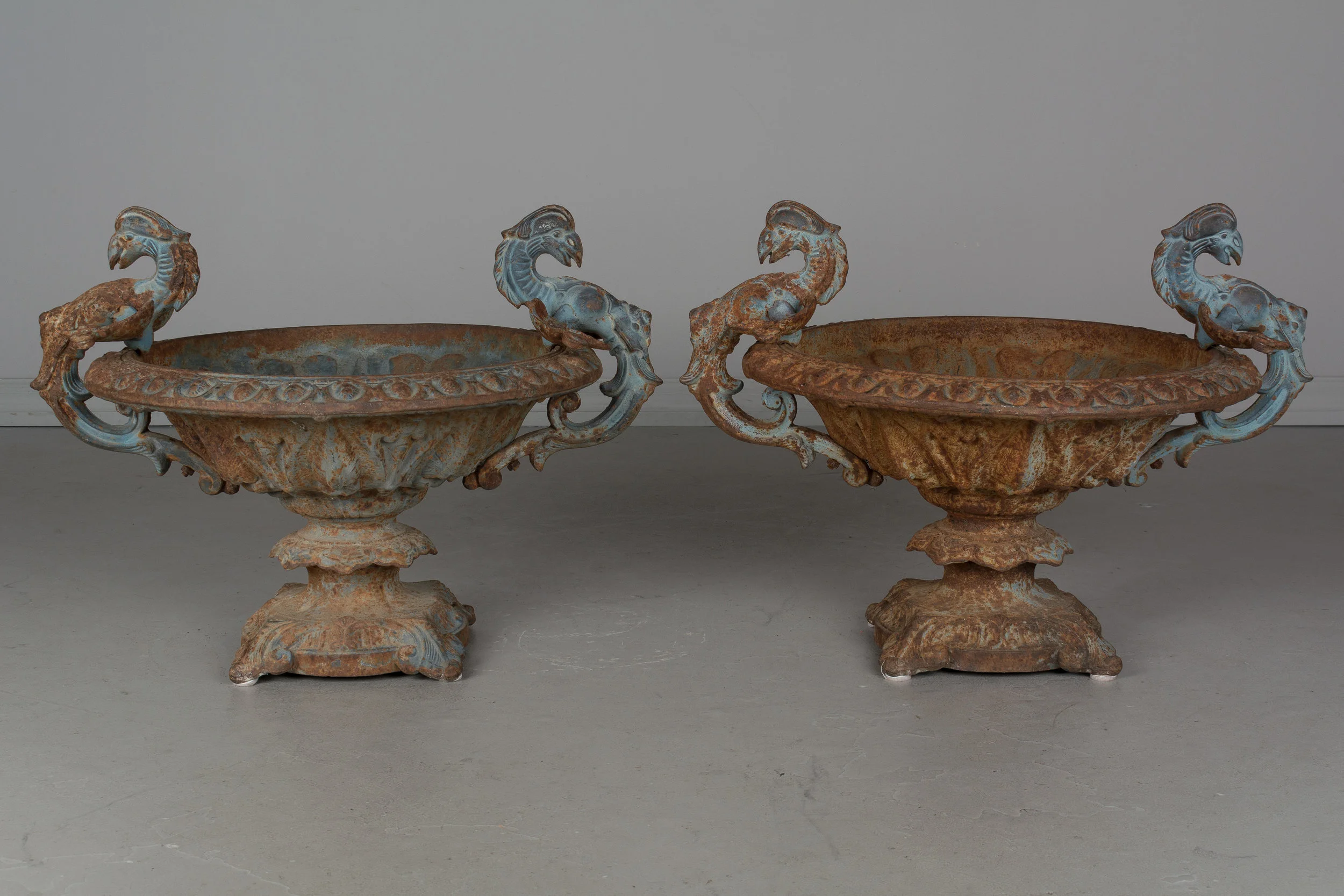 Pair of 19th Century French Cast Iron Urns