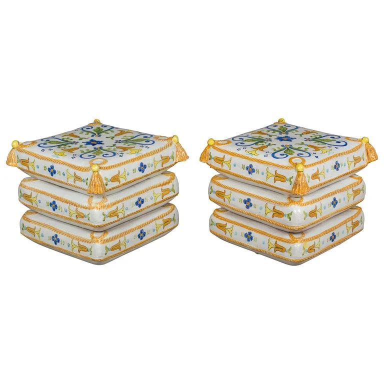 Pair of French Ceramic Garden Stools