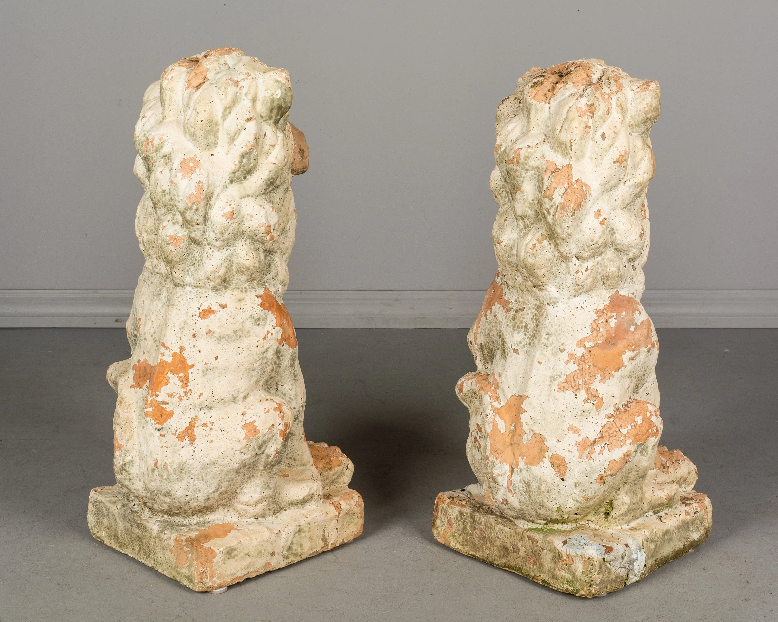 Pair of 19th c. French Terracotta Lions
