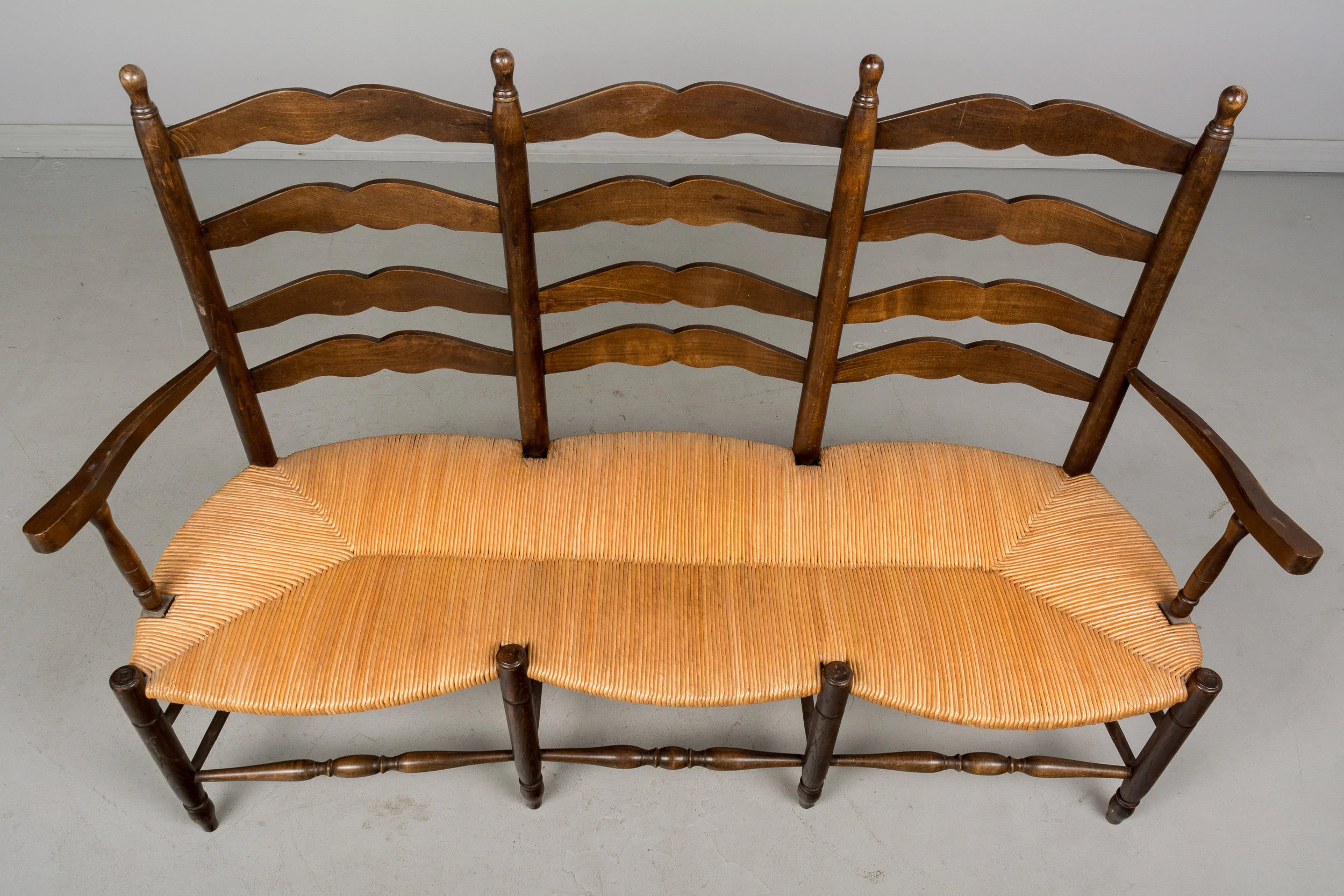 Country French Bench with Rush Seat