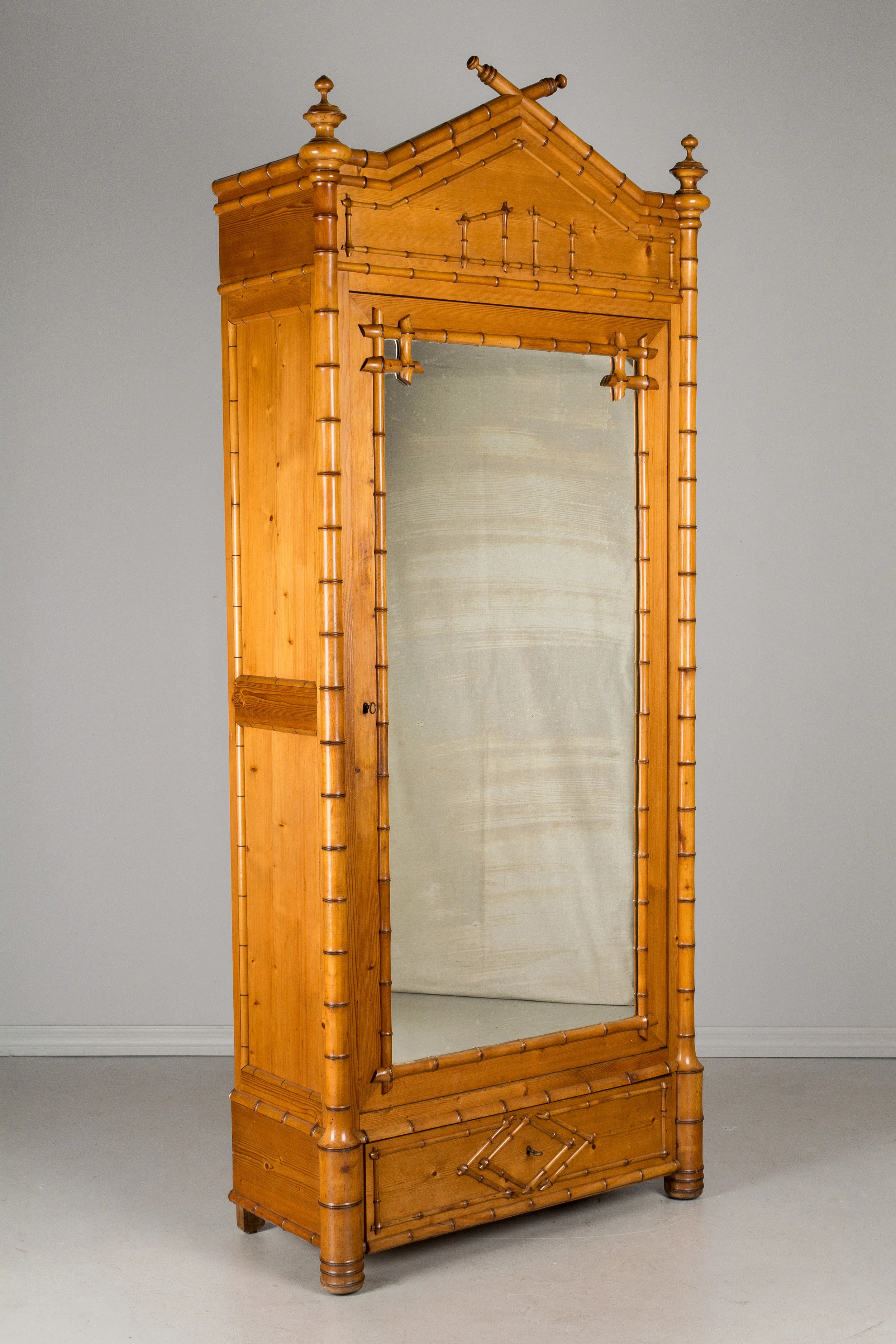 French Faux Bamboo Armoire