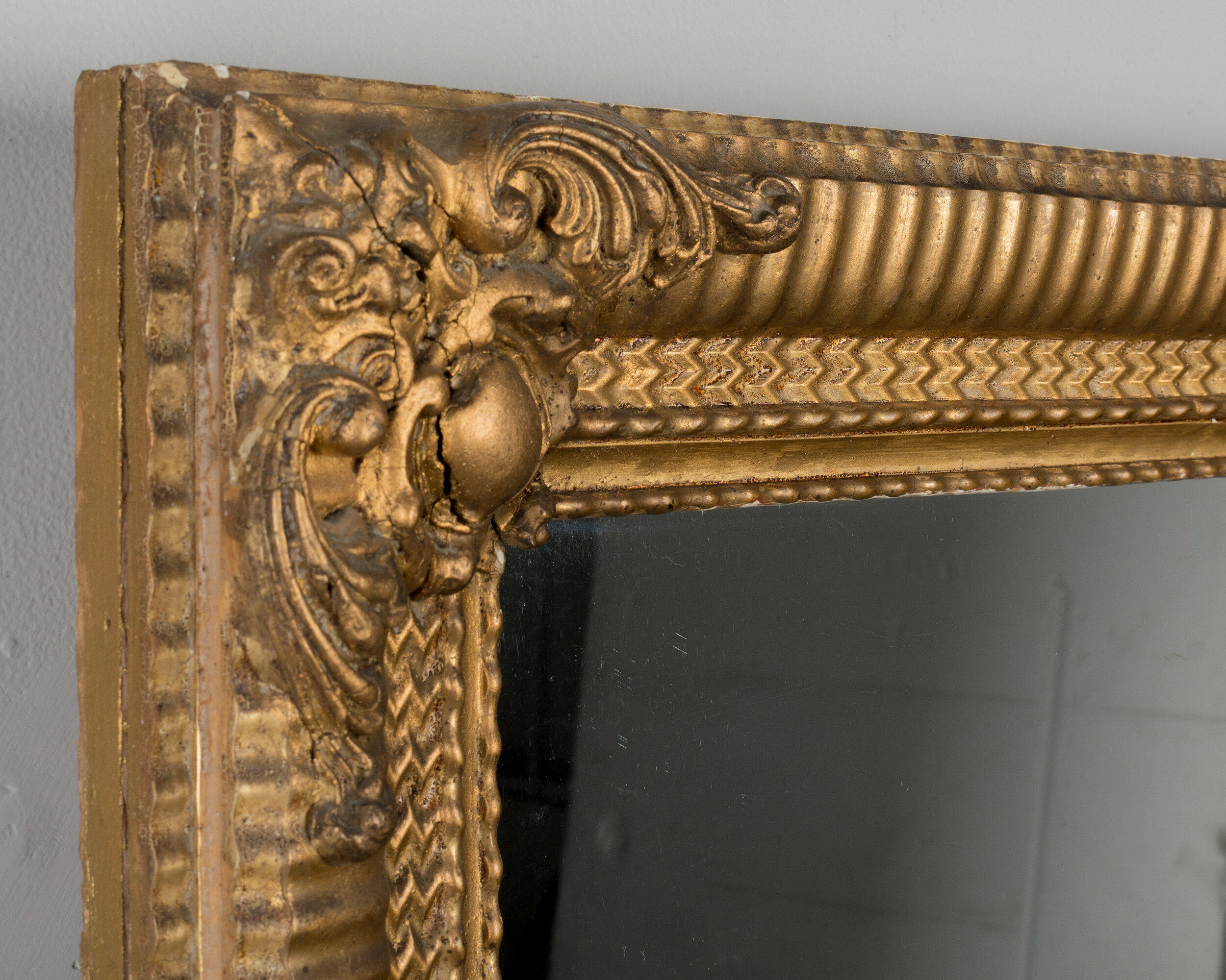 19th C Champagne Louis Philippe Mirror with Serpentine Top - Foxglove  Antiques & Galleries