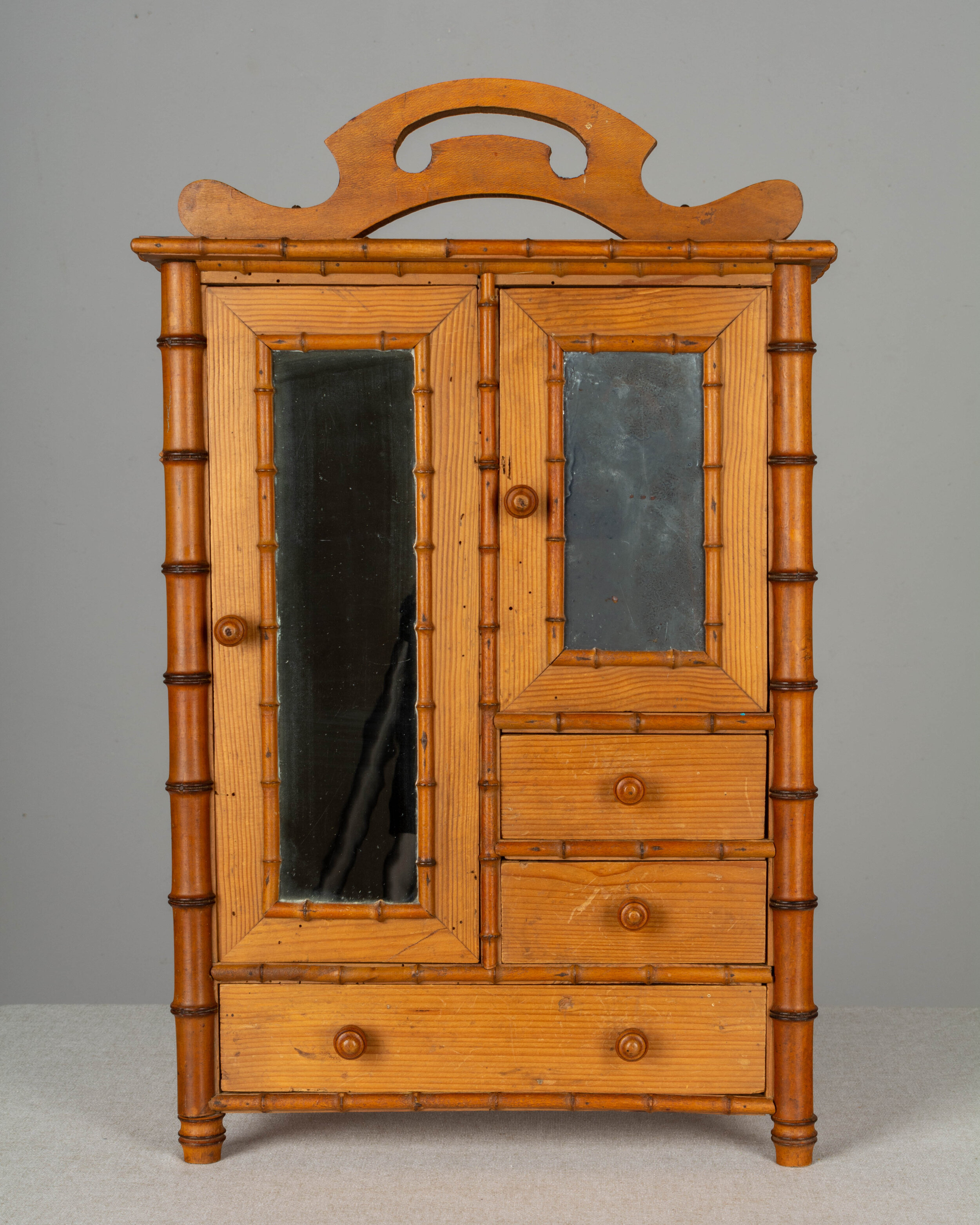 French Faux Bamboo Miniature Armoire