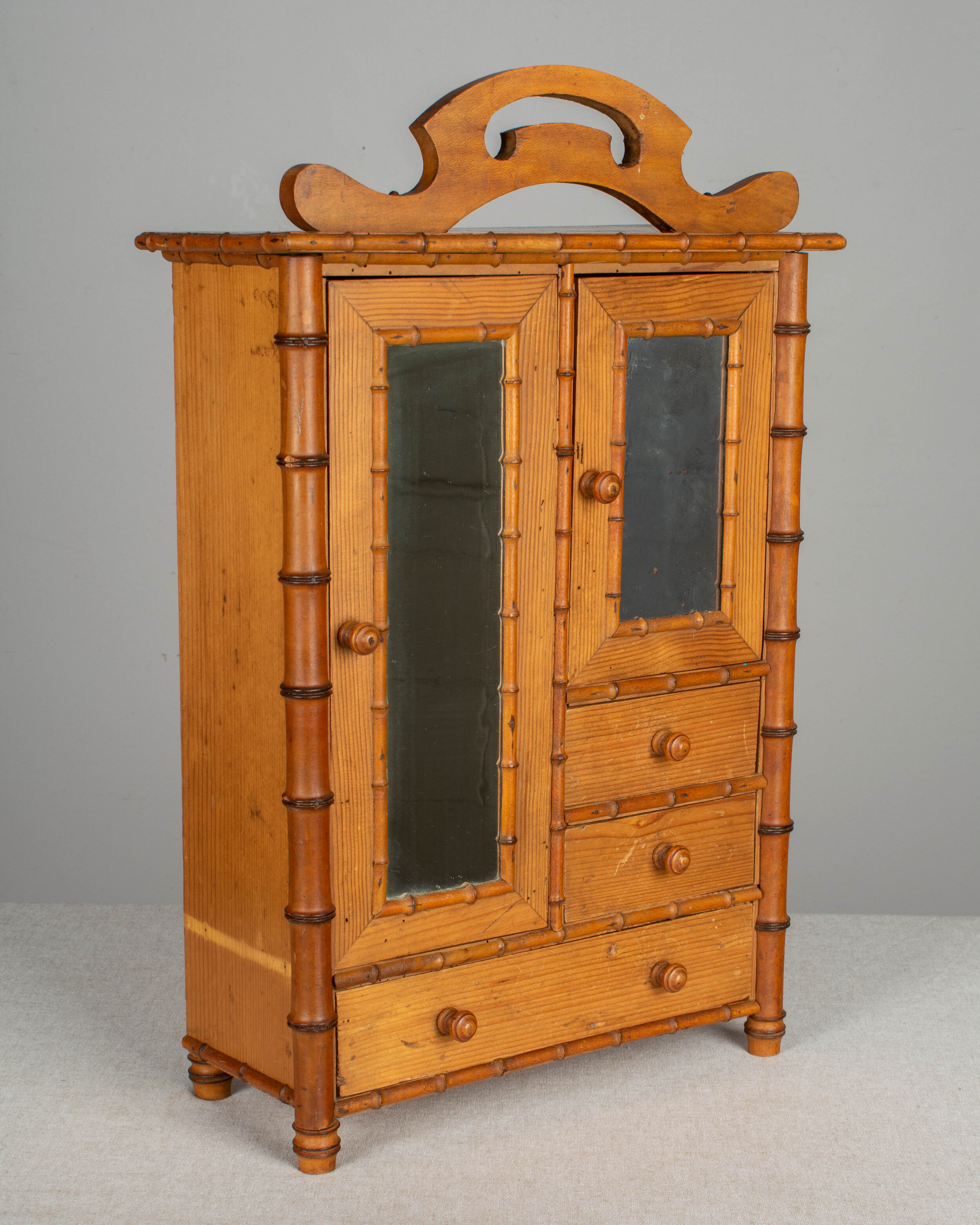 French Faux Bamboo Miniature Armoire
