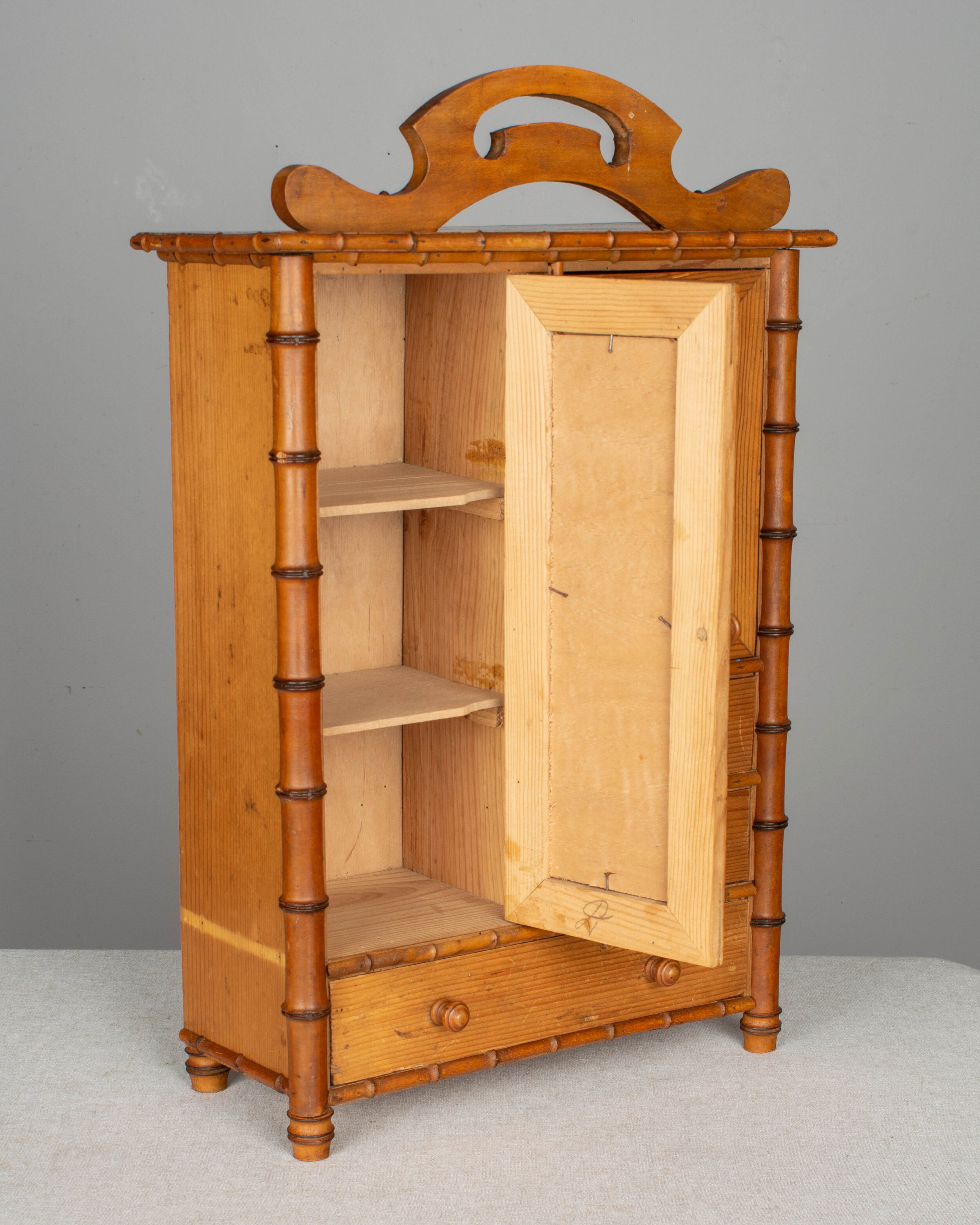 French Faux Bamboo Miniature Armoire