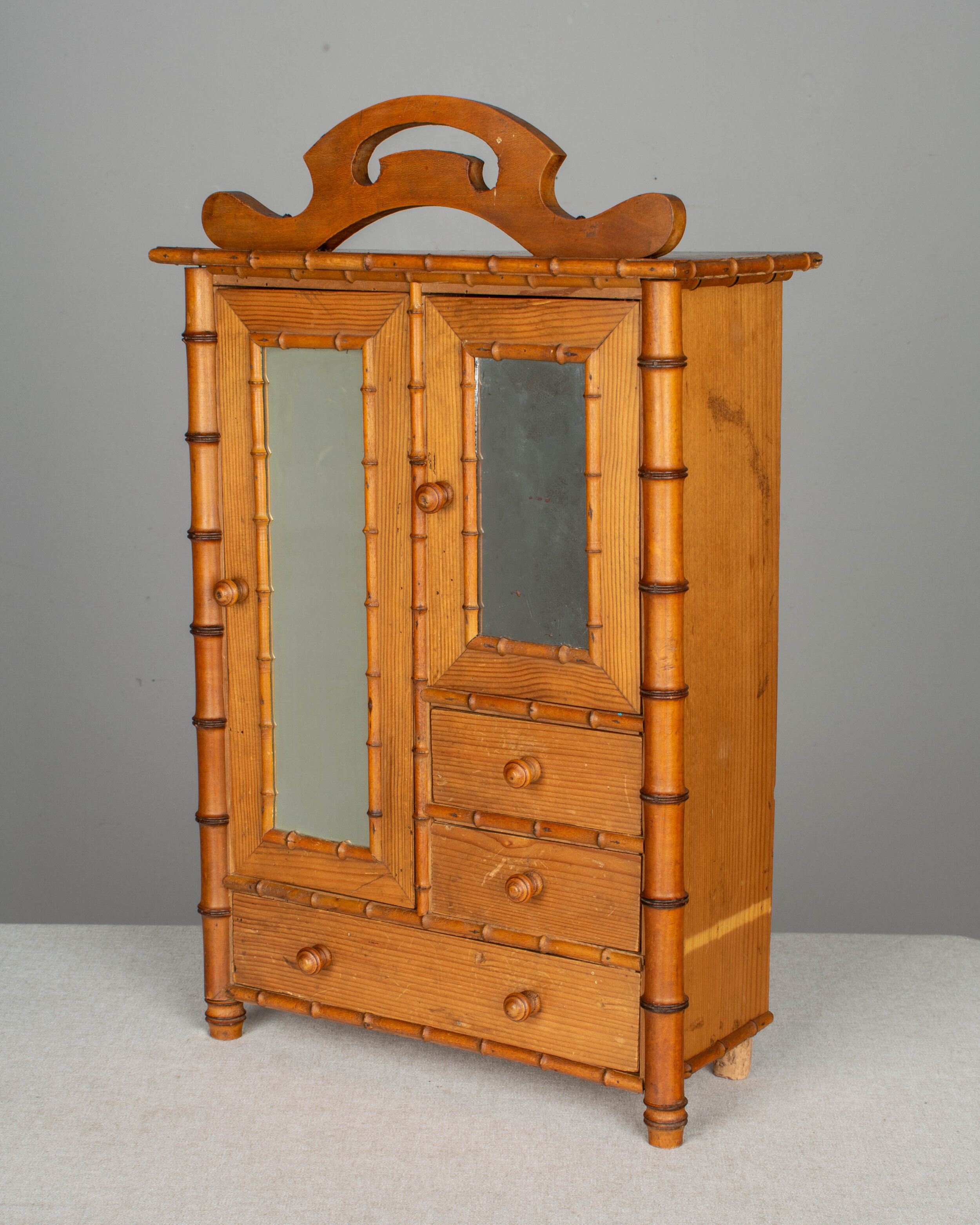 French Faux Bamboo Miniature Armoire