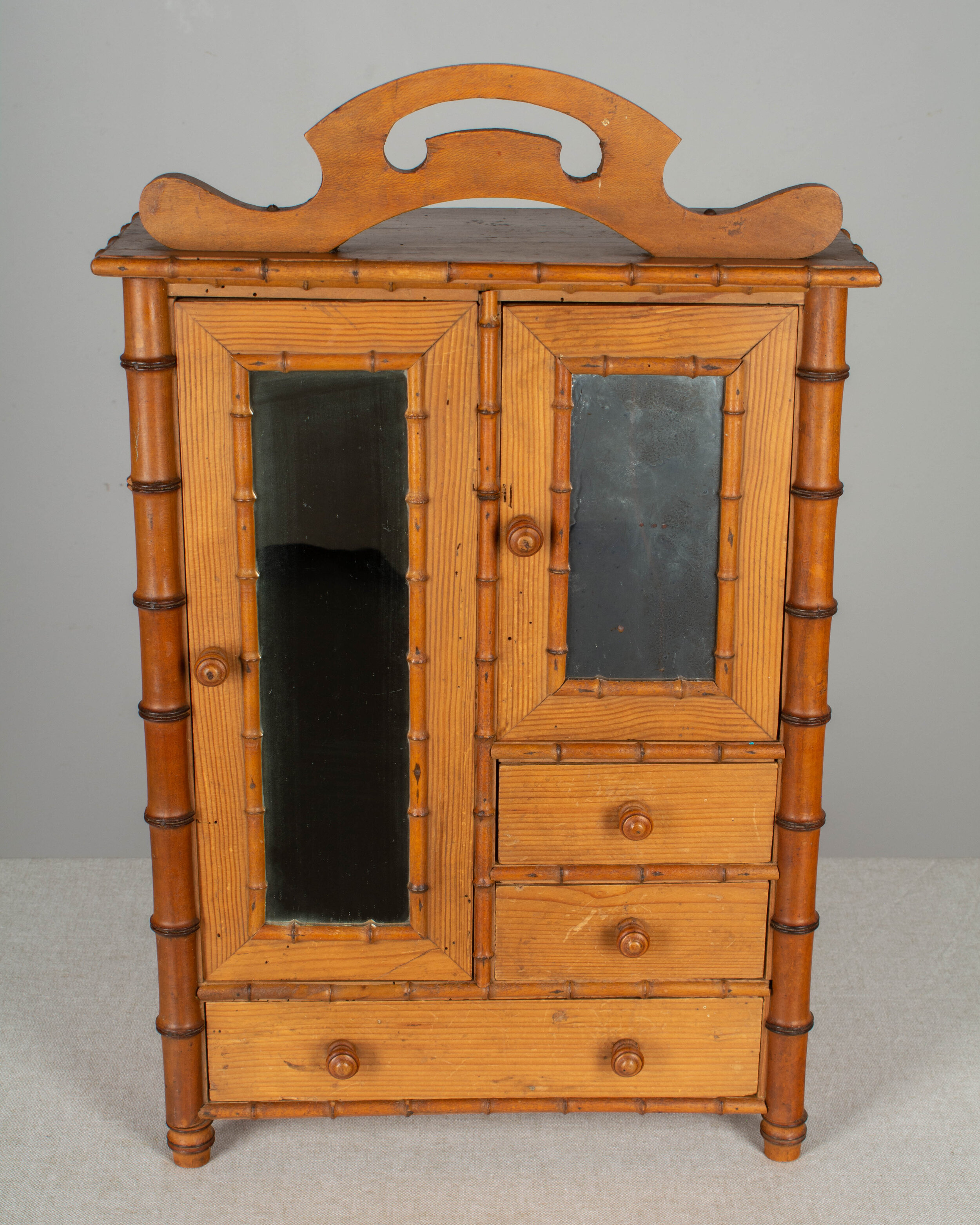 French Faux Bamboo Miniature Armoire