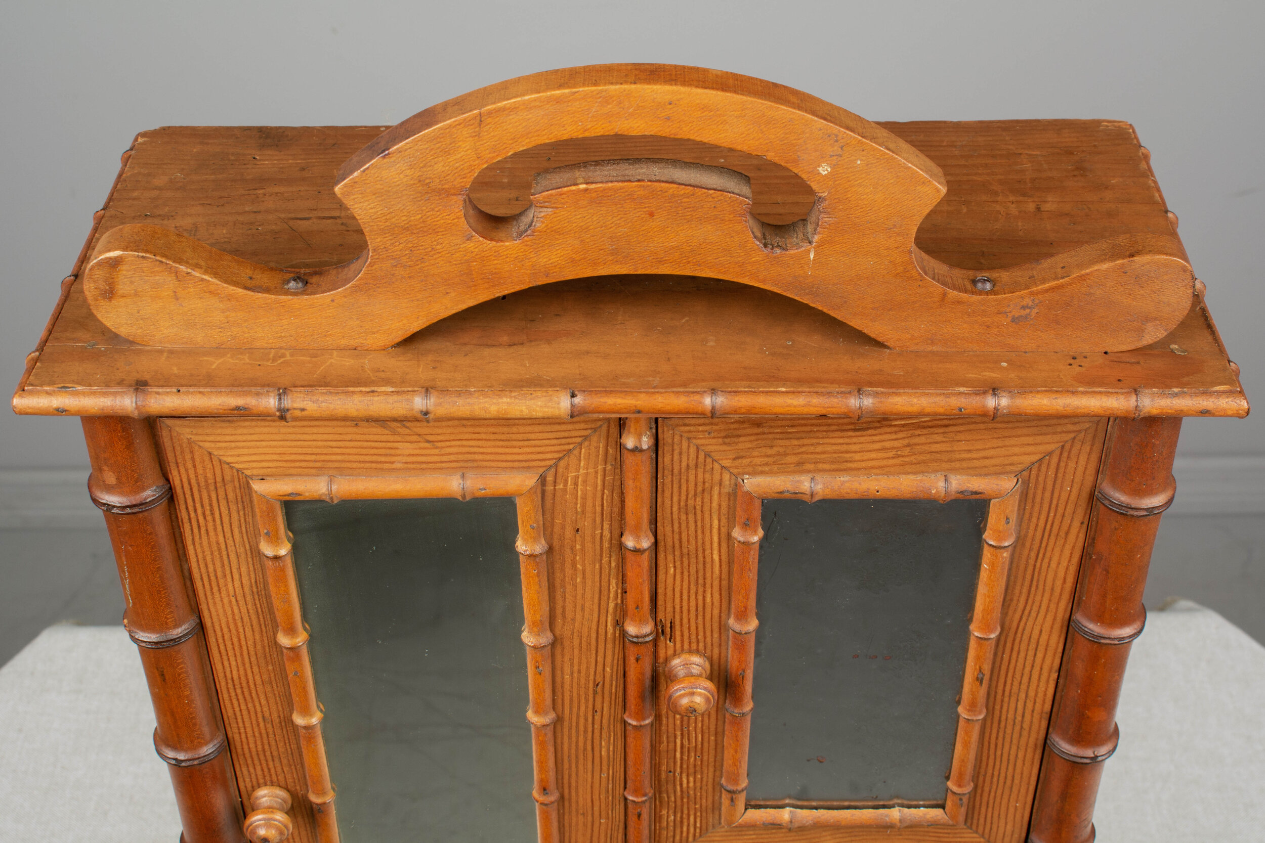 French Faux Bamboo Miniature Armoire