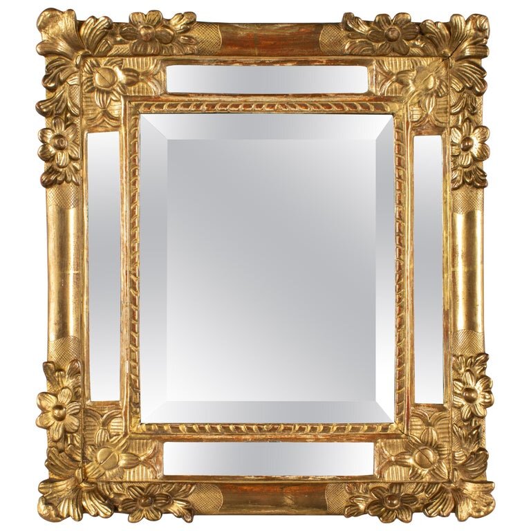 Antique French Painted and Gilt Louis Philippe Style Mirror with