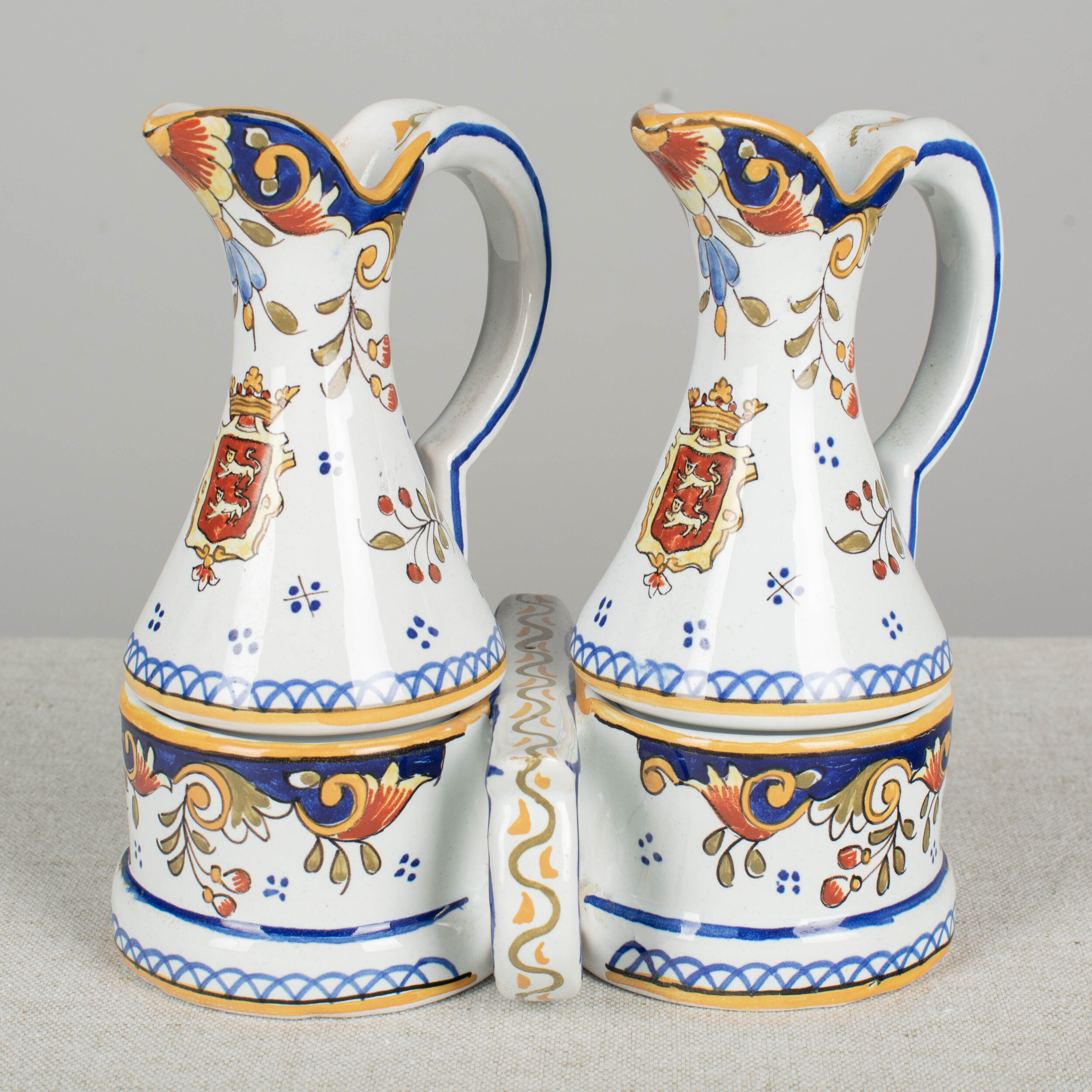 French Desvres Faience Cruet Set